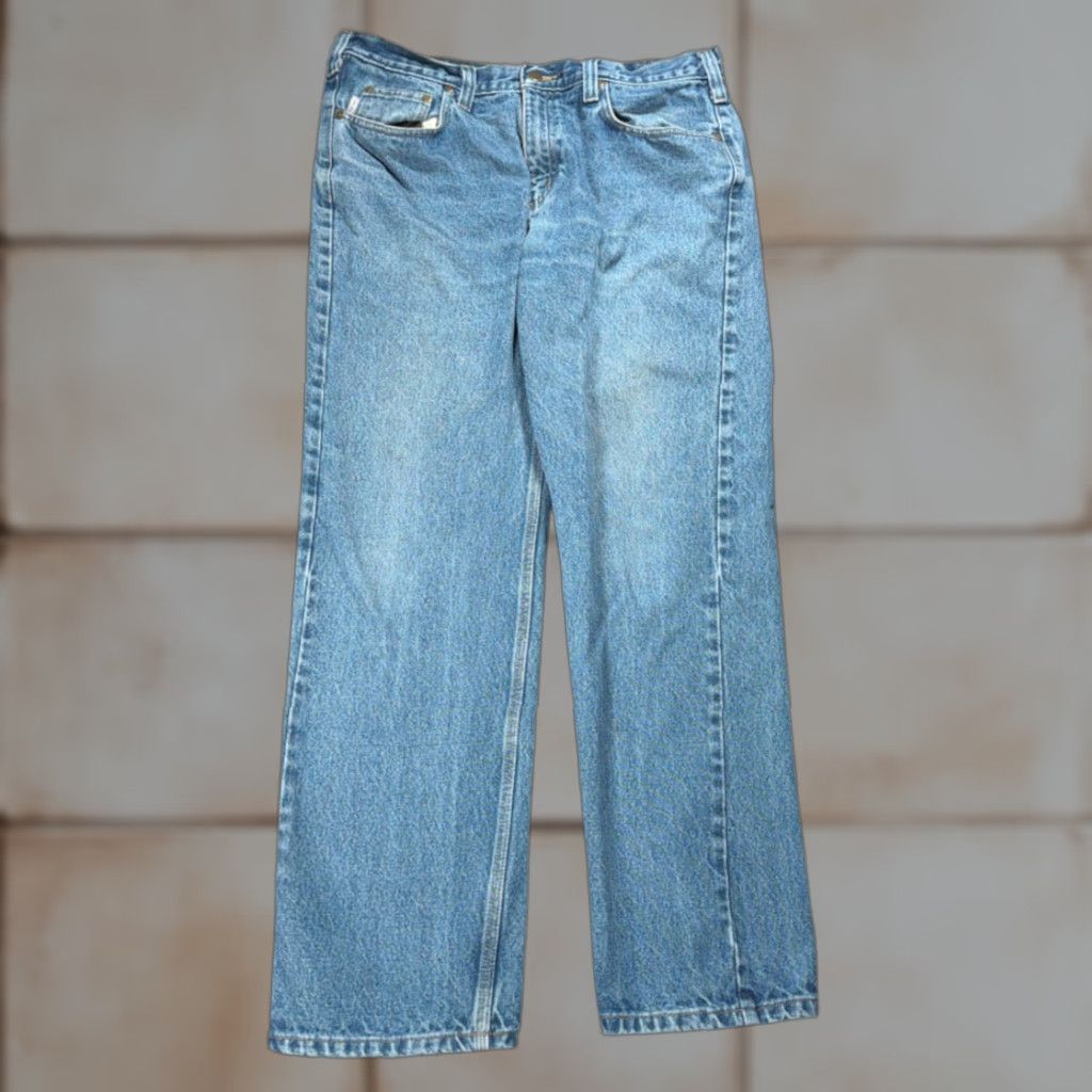 Carhartt Carhartt Jeans Mens 36x32 Blue Denim Light Wash Relaxed Fit Denim Workwear B460 Size US 36 / EU 52 - 1 Thumbnail