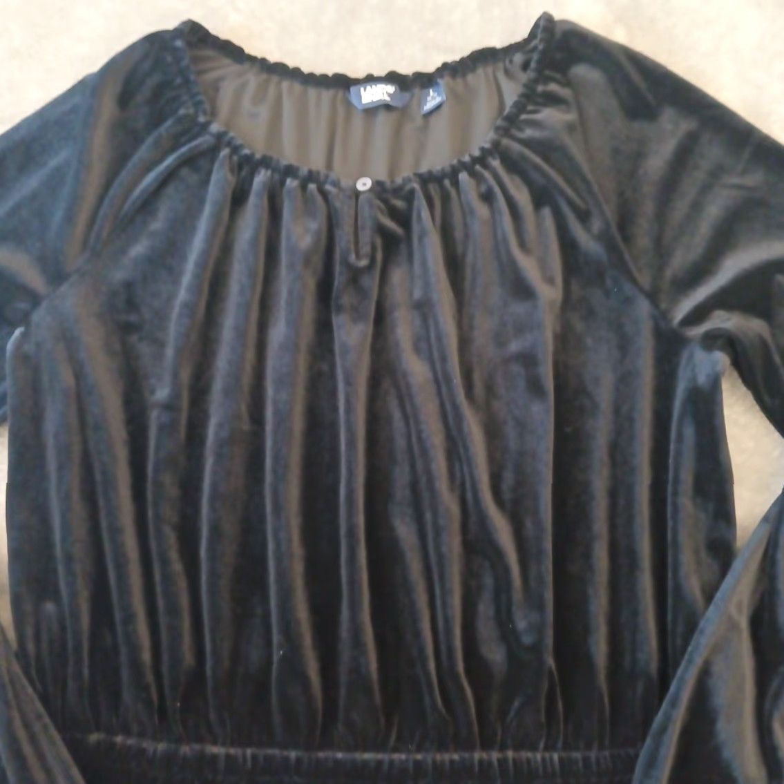 Lands' End Lands' End Fit Flare Dress L Black Velour Long Sleeve Midi Pullover Dress Women Regular Size L Black Velour Stretch Elastic Waist Size L / US 10 / IT 46 - 3 Thumbnail