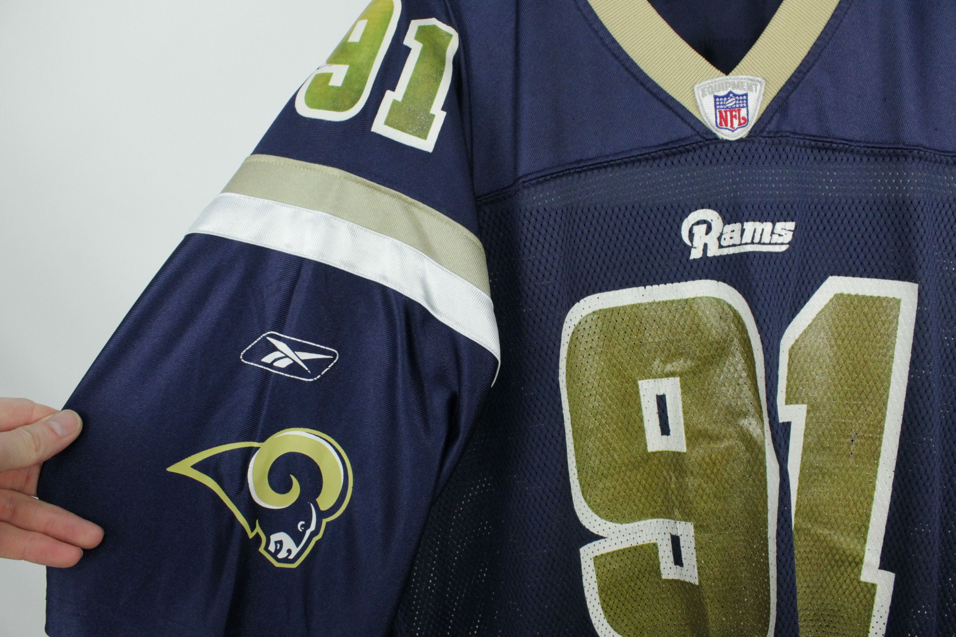 NFL × Reebok Reebok NFL St Louis Rams 91# Little Home Jersey Shirt Size US XL / EU 56 / 4 - 4 Thumbnail