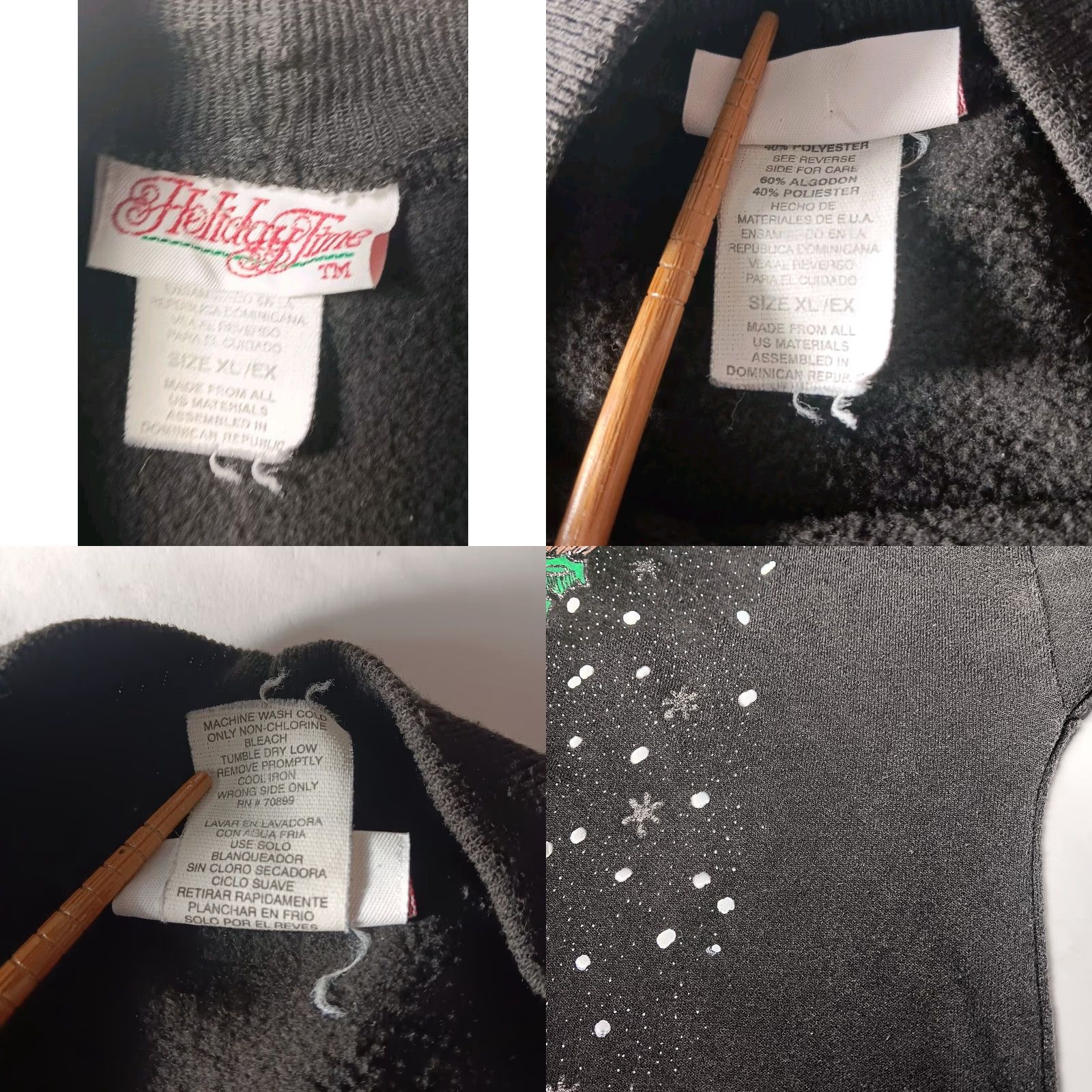 Vintage VINTAGE Holiday Time Sweatshirt XL Black Mock Neck Snowman Penguin Seasons Greetings Christmas Winter Puffy Graphic Glitter Womens Size XL / US 12-14 / IT 48-50 - 8 Thumbnail