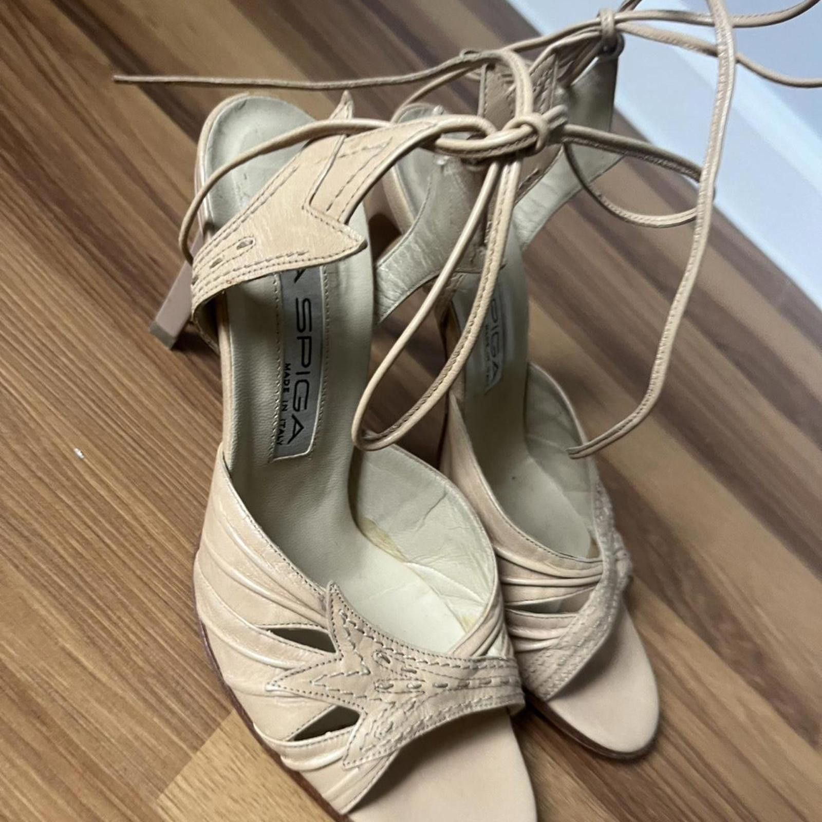 Other Cream lace up heels with a 3.5" heel #heels #laceup Size US 6.5 / IT 36.5 - 2 Thumbnail