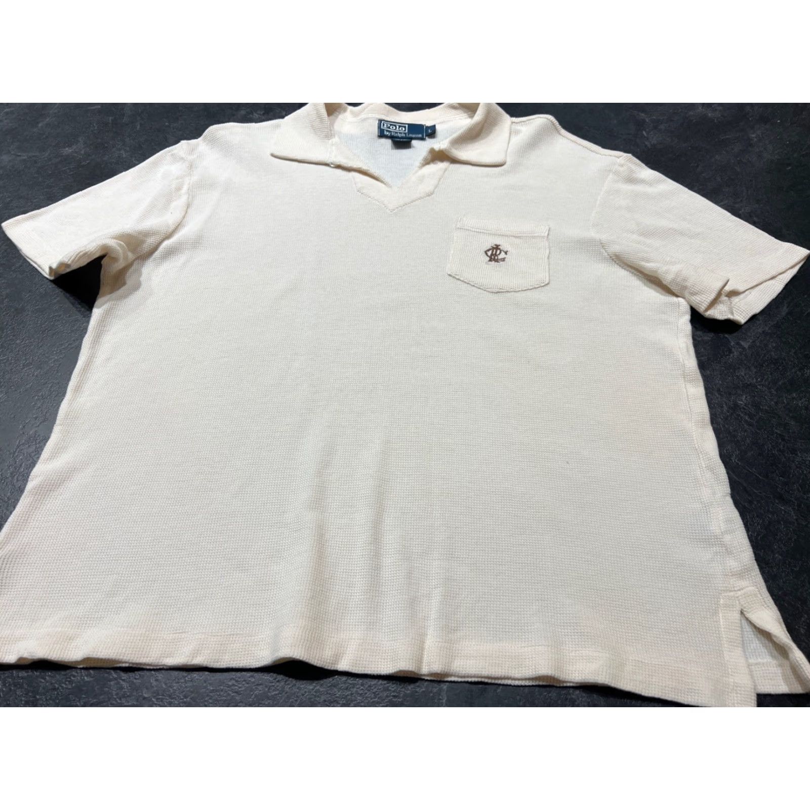 Polo Ralph Lauren POLO RALPH LAUREN VINTAGE CLUB WAFFLE KNIT SHIRT BEIGE LARGE MENS Size US L / EU 52-54 / 3 - 2 Thumbnail
