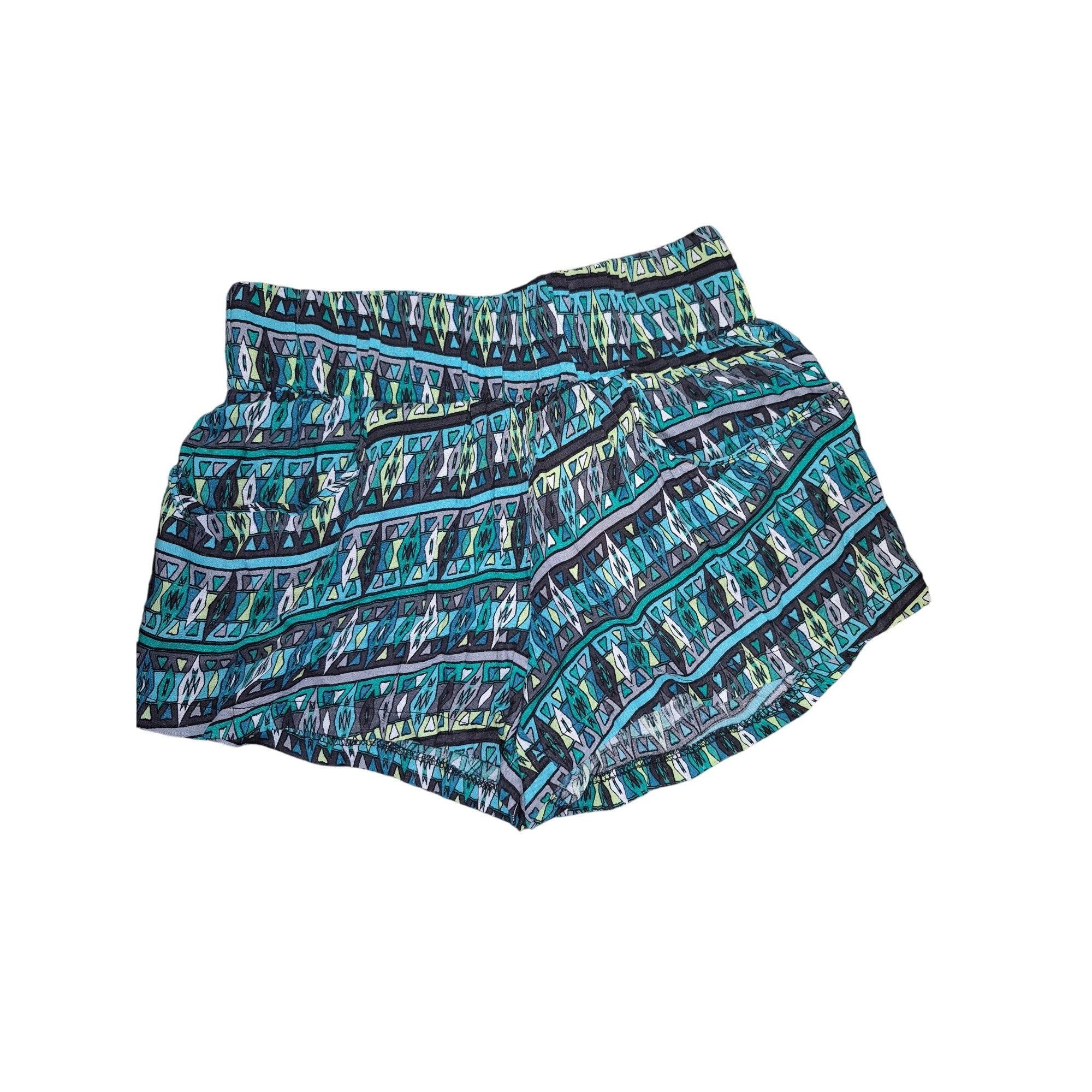 Other Women's Patterned Green & Blue Shorts Small Size ONE SIZE - 3 Thumbnail