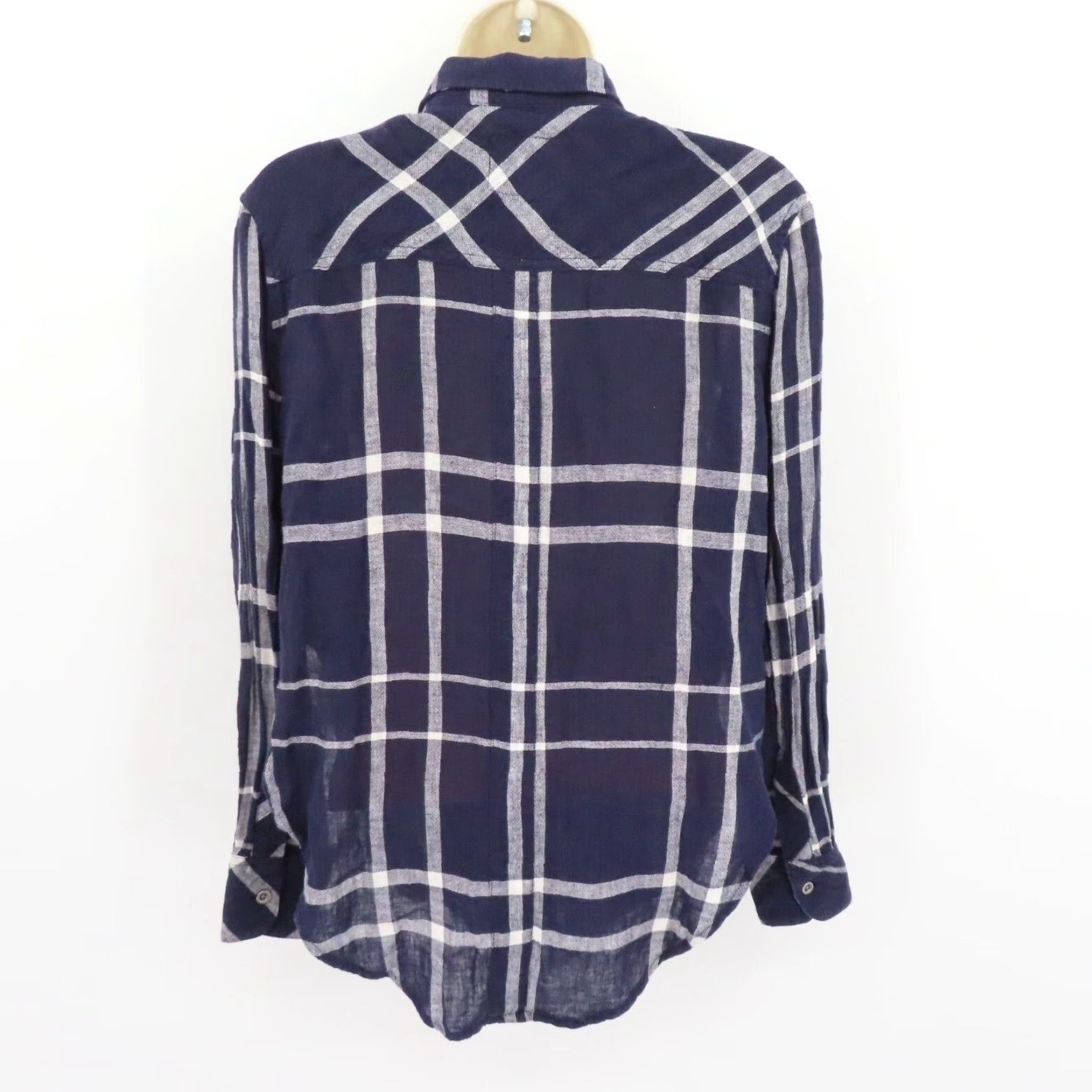 Rails VINTAGE? No - Rails x Free People Womens XS Charli Blue Plaid Collared Button Down Shirt Linen Size XS / US 0-2 / IT 36-38 - 6 Thumbnail