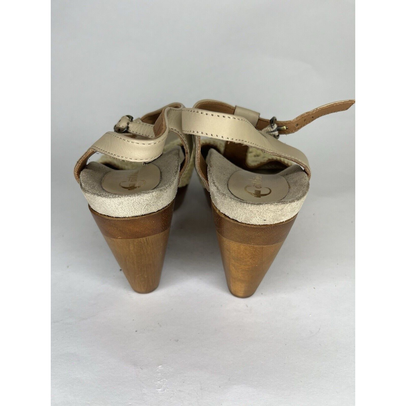 Other Earthies Beige Knit Leather Peep Ankle Strap Heel Sandals Wo Size US 8 / IT 38 - 4 Thumbnail