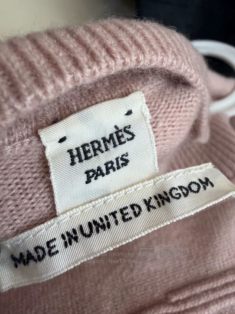 Hermes Hermes Light pink women's patterned ribbed round-neck knit Size XS / US 0-2 / IT 36-38 - 3 Thumbnail