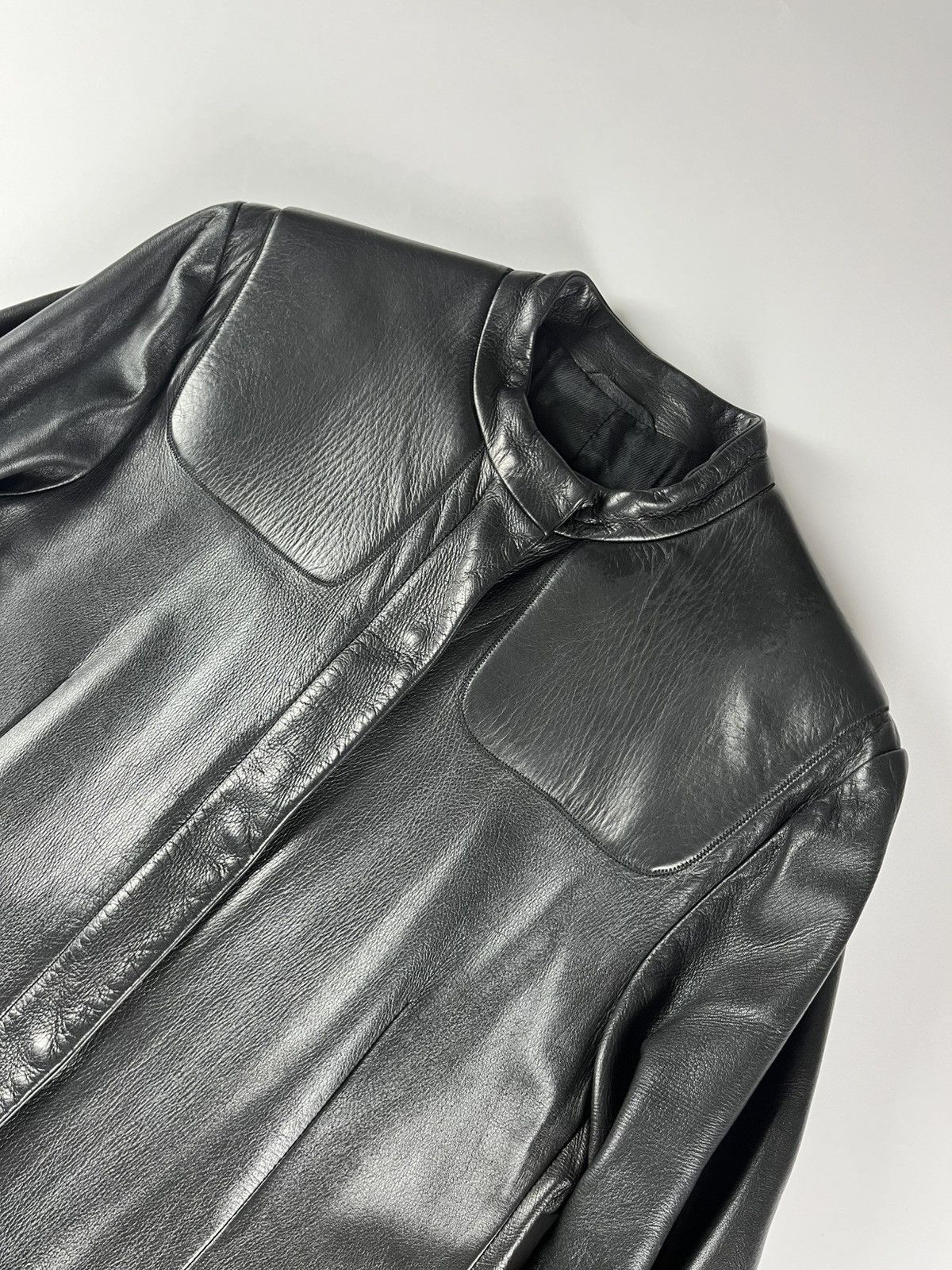 Prada Prada Black Leather Padded Shoulder Coat FW 1999 Size S / US 4 / IT 40 - 6 Thumbnail