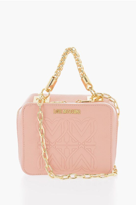 Moschino Love Faux Leather Bag With Chain Shoulder Strap in Pink, Women's