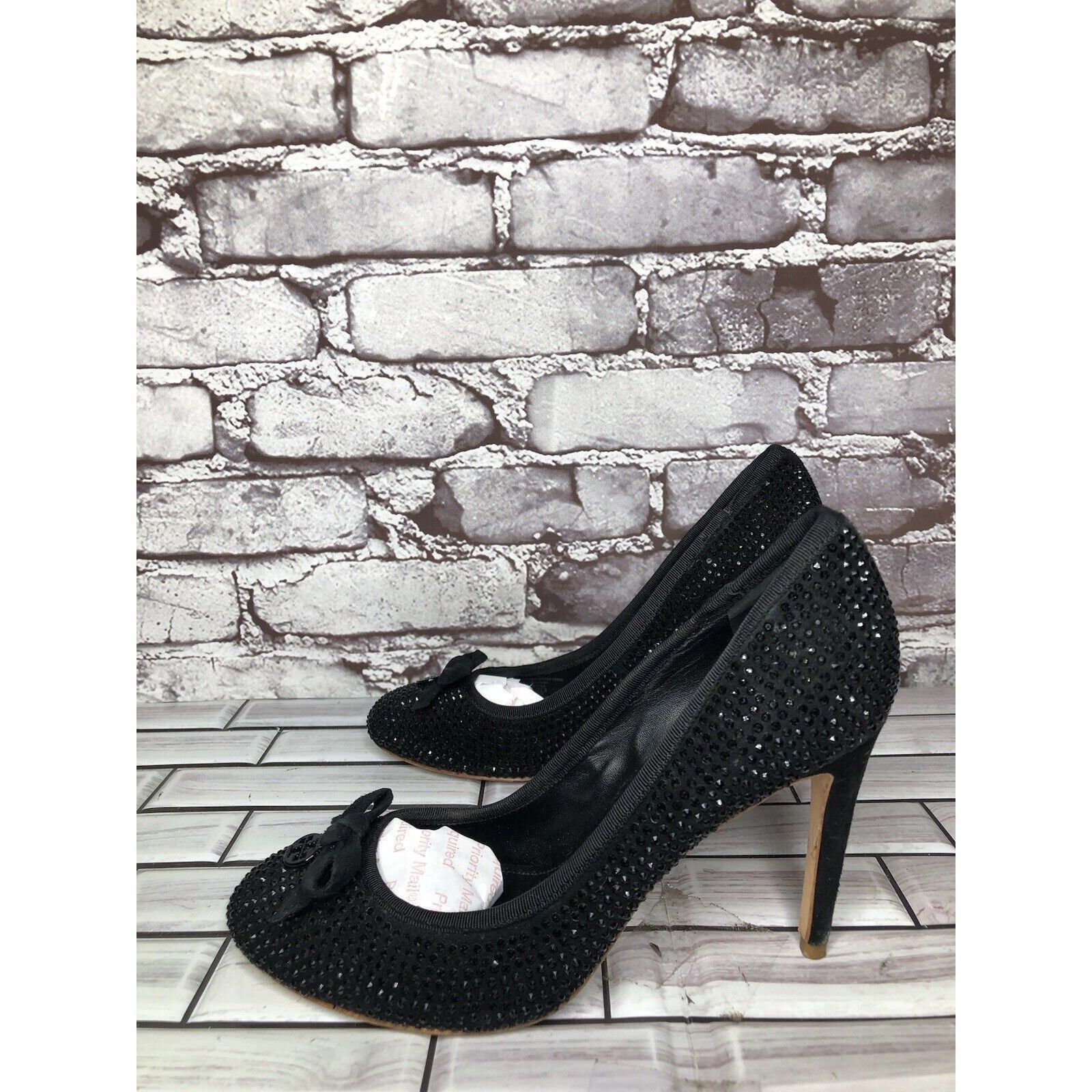 Tory Burch Tory Burch Phoenix Black Pump Rhinestone Soho Lux Suede Wome Size US 7.5 / IT 37.5 - 3 Thumbnail