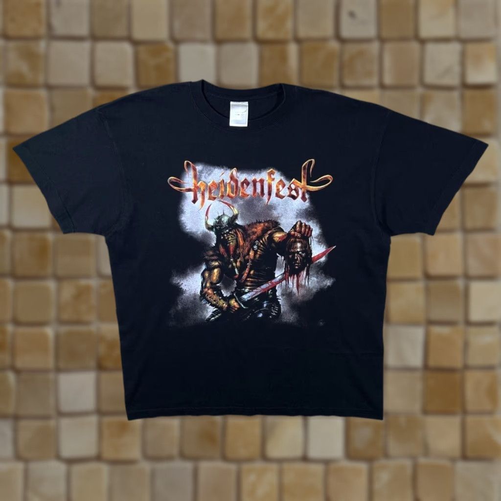 Vintage Heidenfest (2008) Black Death Heavy Metal Band Lineup T-Shirt Large Mens L Graphic Print Front Back Size US L / EU 52-54 / 3 - 1 Thumbnail