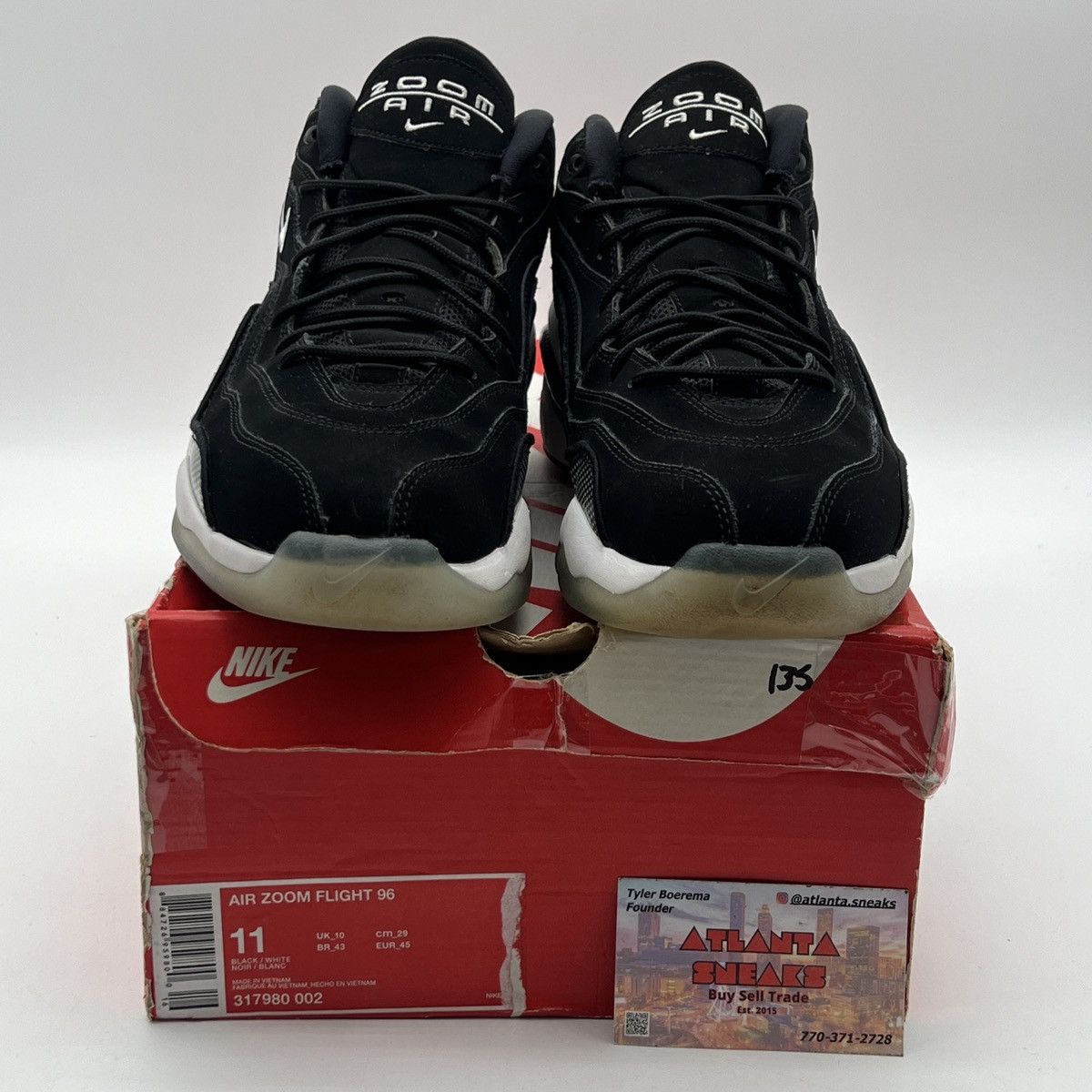 Nike Air Zoom flight 96 black white Size US 11 / EU 44 - 2 Thumbnail
