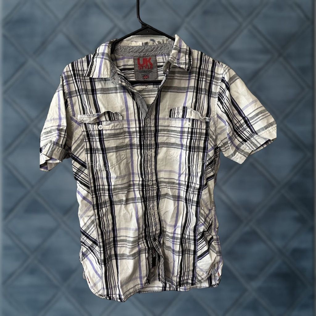French Connection UK Style French Connection Multi Plaid Short Sleeve Button Up Pockets Men S Size US 29 - 1 Thumbnail