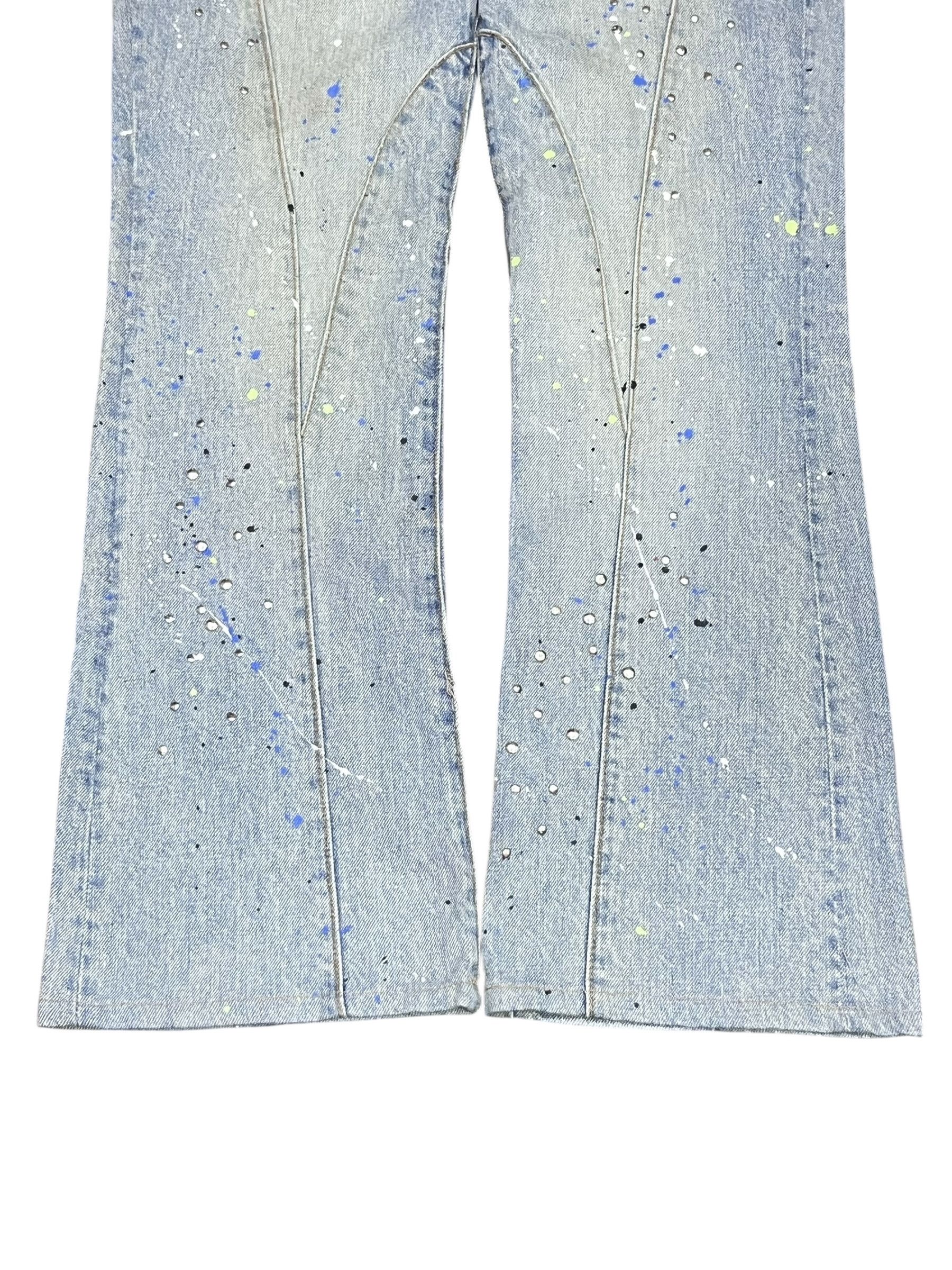 Schlussel 💥Y2K Schlussel Flare Denim Spliced Studs & Splatter RARE Size US 30 / EU 46 - 6 Thumbnail