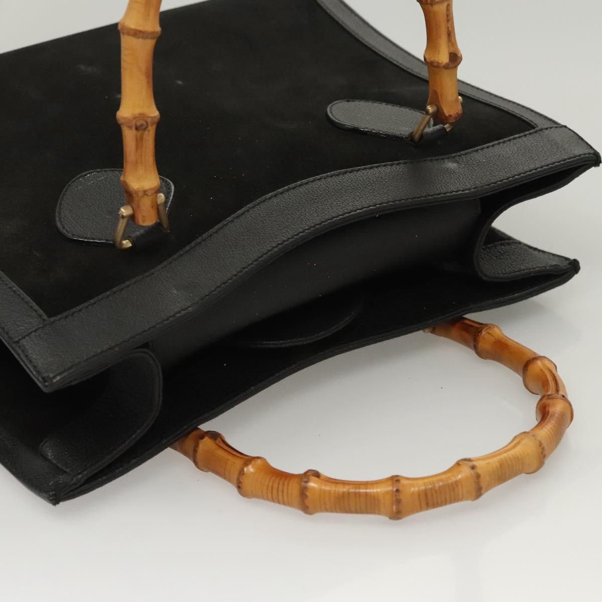 Gucci GUCCI Bamboo Hand Bag Suede Black Gold Size ONE SIZE - 6 Thumbnail