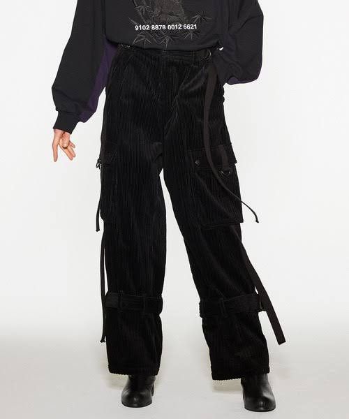 Japanese Brand × SHAREEF Shareef Black Corduroy Bondage Cargo Pants Size US 30 / EU 46 - 1 Thumbnail
