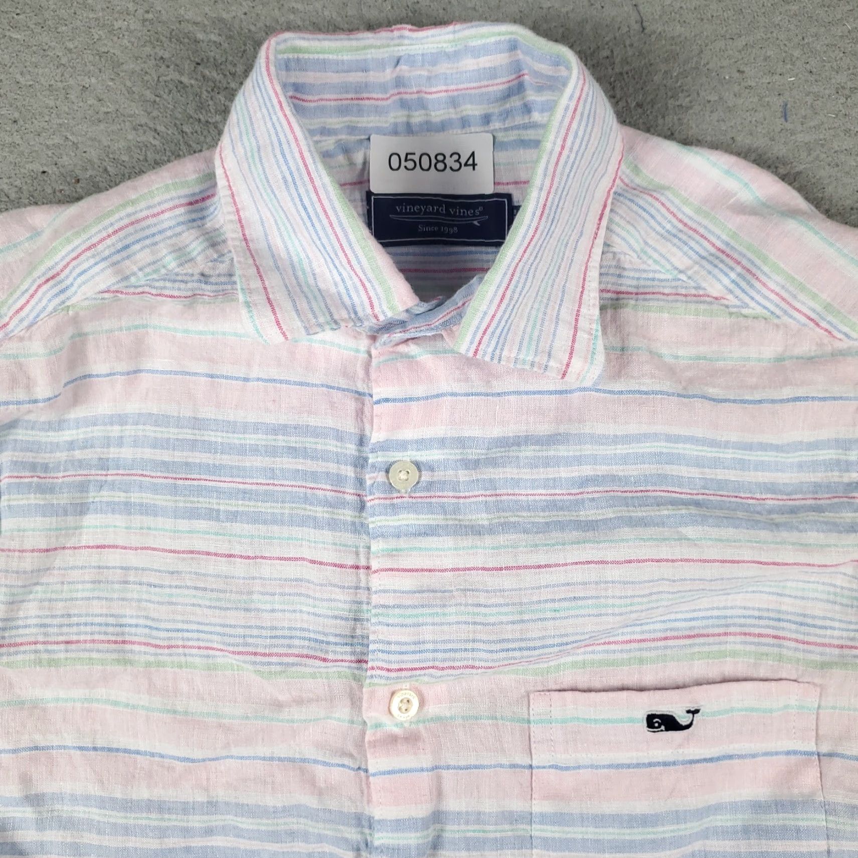 Vineyard Vines VINEYARD VINES Shirt Button-Up Collared Blue Red Striped Linen Short Sleeve Mens Small Size US S / EU 44-46 / 1 - 2 Thumbnail