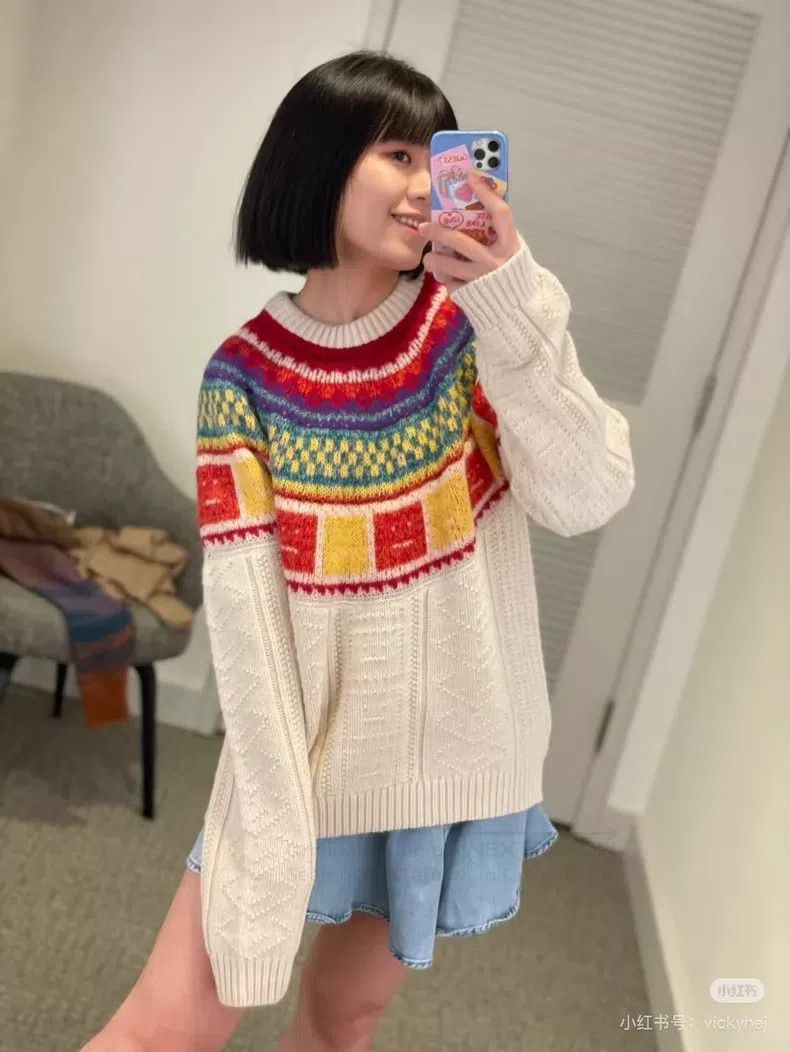 Acne Studios Acne Studios Rainbow Fair Isle Smile Motif Wool Sweater Size S / US 4 / IT 40 - 9 Thumbnail