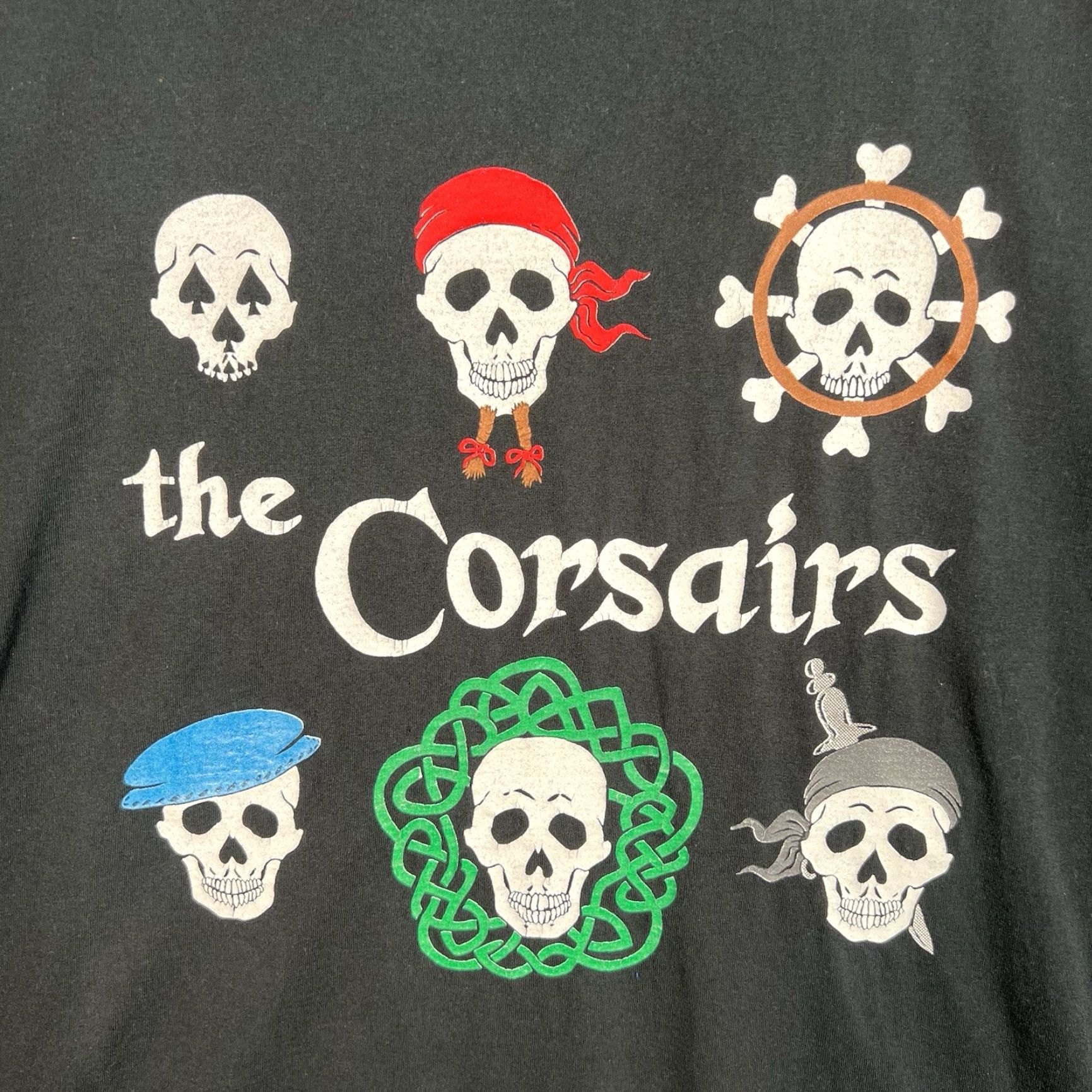 Jerzees VINTAGE The Corsairs Skull T Shirt Adult 2XL XXL Black Mens Size US XXL / EU 58 / 5 - 4 Thumbnail