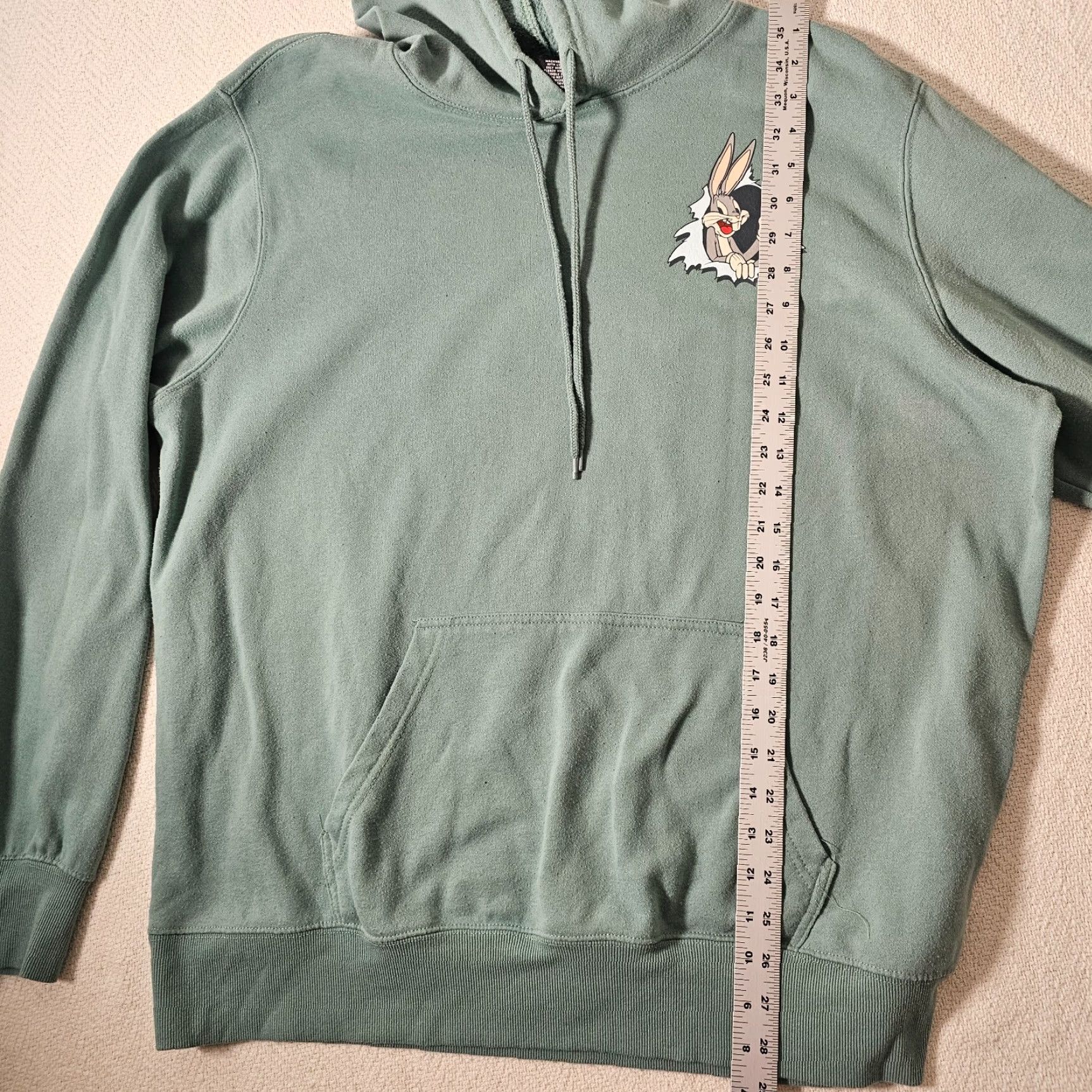 Vintage Looney Tunes What's Up Doc Bugs Bunny Fleece Sweatshirt Hoodie Men's XL Green Size US XL / EU 56 / 4 - 7 Thumbnail