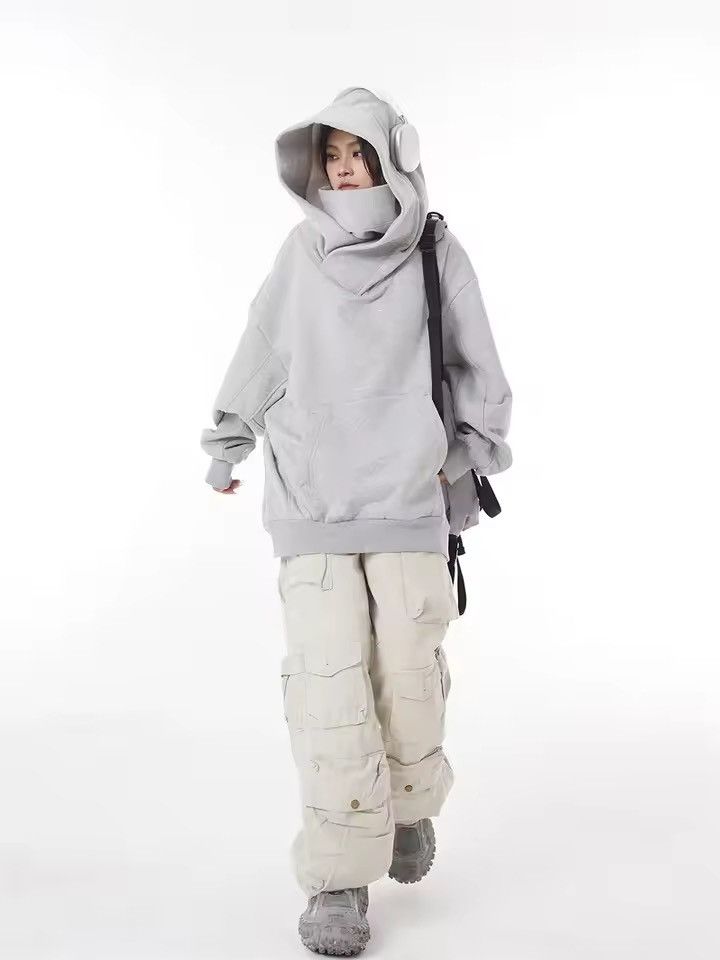 Japanese Brand Cowl Neck Techwear Hoodie - Avant-Garde High Collar Hoodie Size US L / EU 52-54 / 3 - 8 Thumbnail