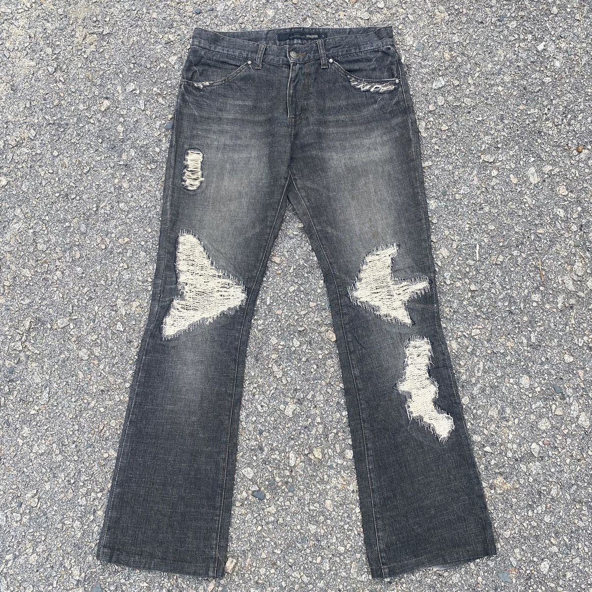 Japanese Brand VINTAGE JAPANESE BRAND BLACK DISTRESSED FLARE JEANS PANTS Size US 31 - 1 Thumbnail