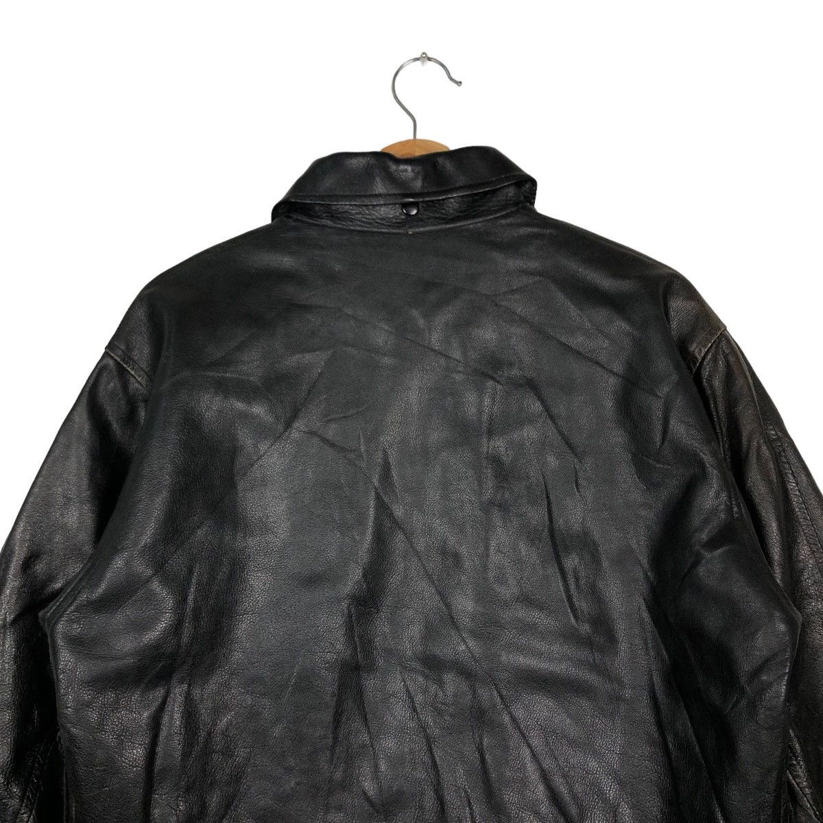 Japanese Brand 🔥90’s Bomber Leather Jacket Iconic Black Hawks Jumper Japan Size US M / EU 48-50 / 2 - 8 Thumbnail