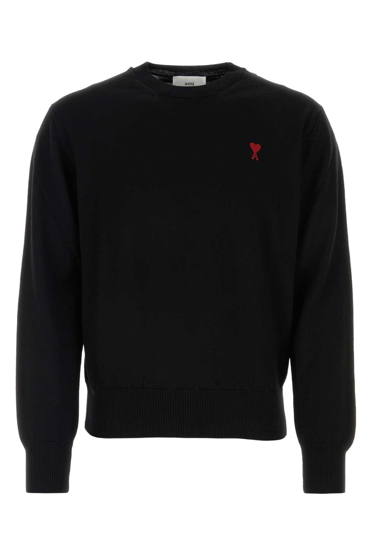 image of Ami Black Wool Sweater, Men's (Size XL)