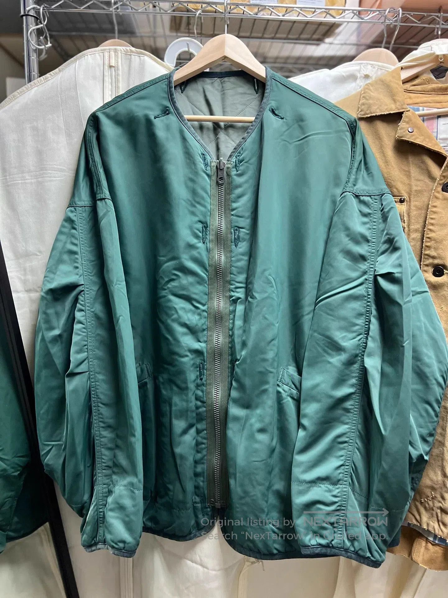 Green XL Zip-Front Bomber Jacket.