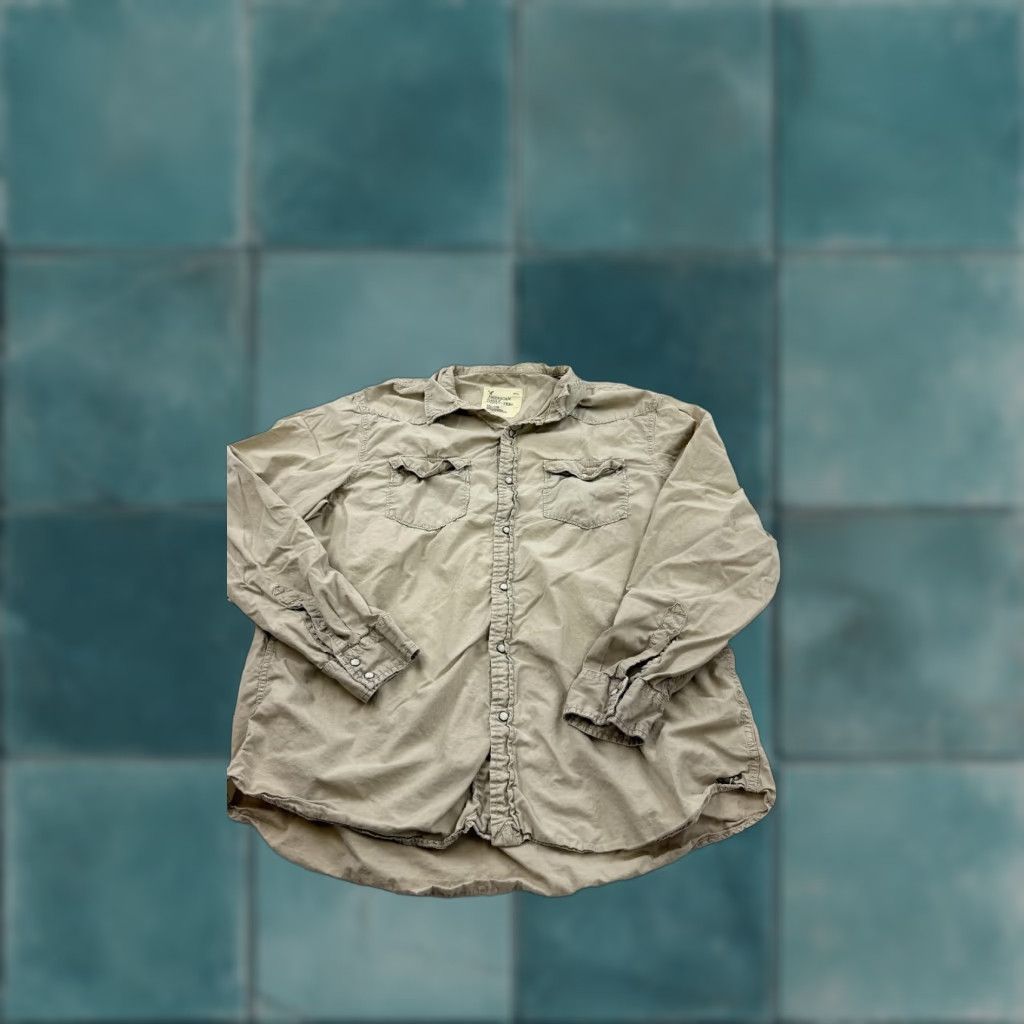 American Eagle Outfitters VINTAGE American Eagle Outfitters Shirt Men's 2XL Long Sleeve Khaki Casual Western Button-Up Size US XXL / EU 58 / 5 - 1 Thumbnail
