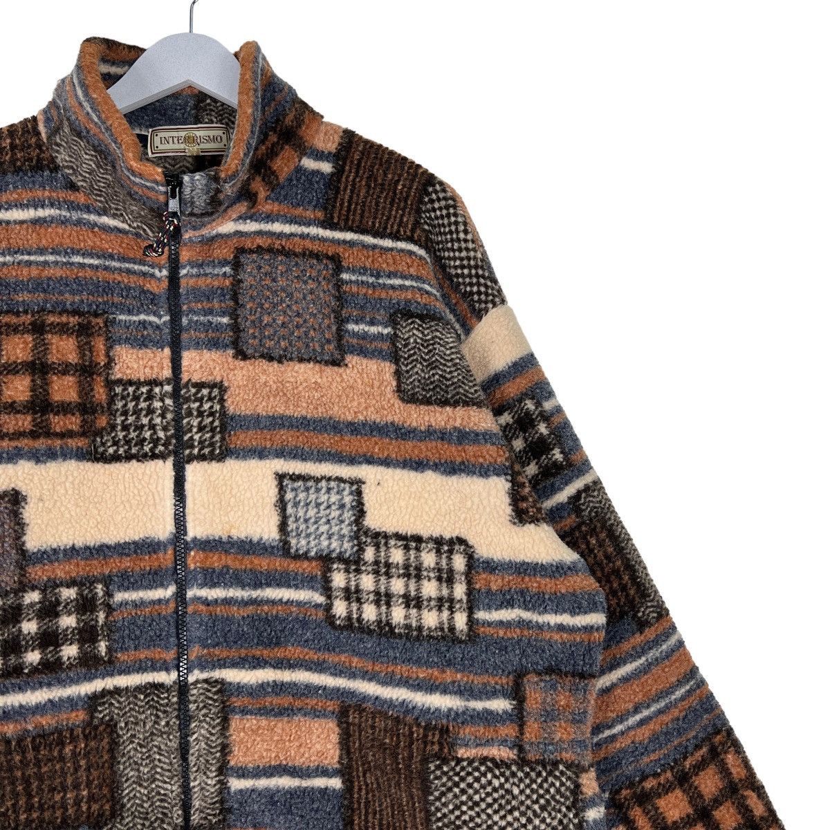 Japanese Brand 🔥 INTERROSMO PATCHWORK FLEECE JACKET NICE DESIGN Size US L / EU 52-54 / 3 - 6 Thumbnail