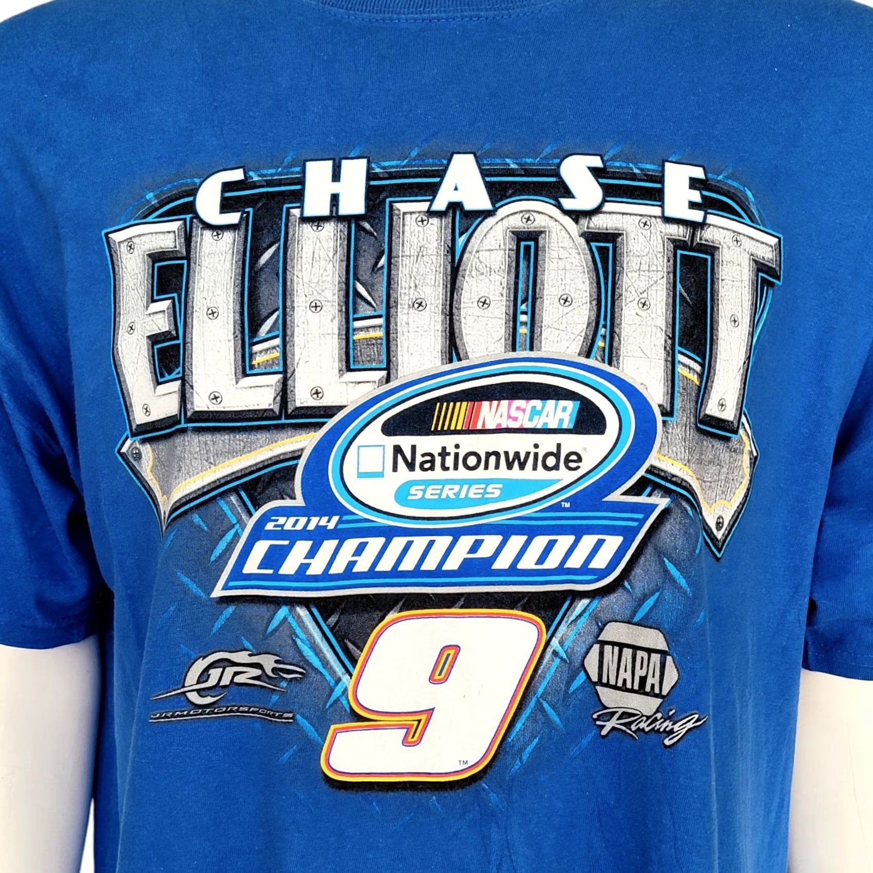 Chase Authentics Chase Authentics NASCAR Chase Elliott 2014 Nationwide Champion T-Shirt XL Blue Graphic Print Vintage Unisex Adults Short Sleeve Crew Neck Regular - Size US XL / EU 56 / 4 - 6 Thumbnail