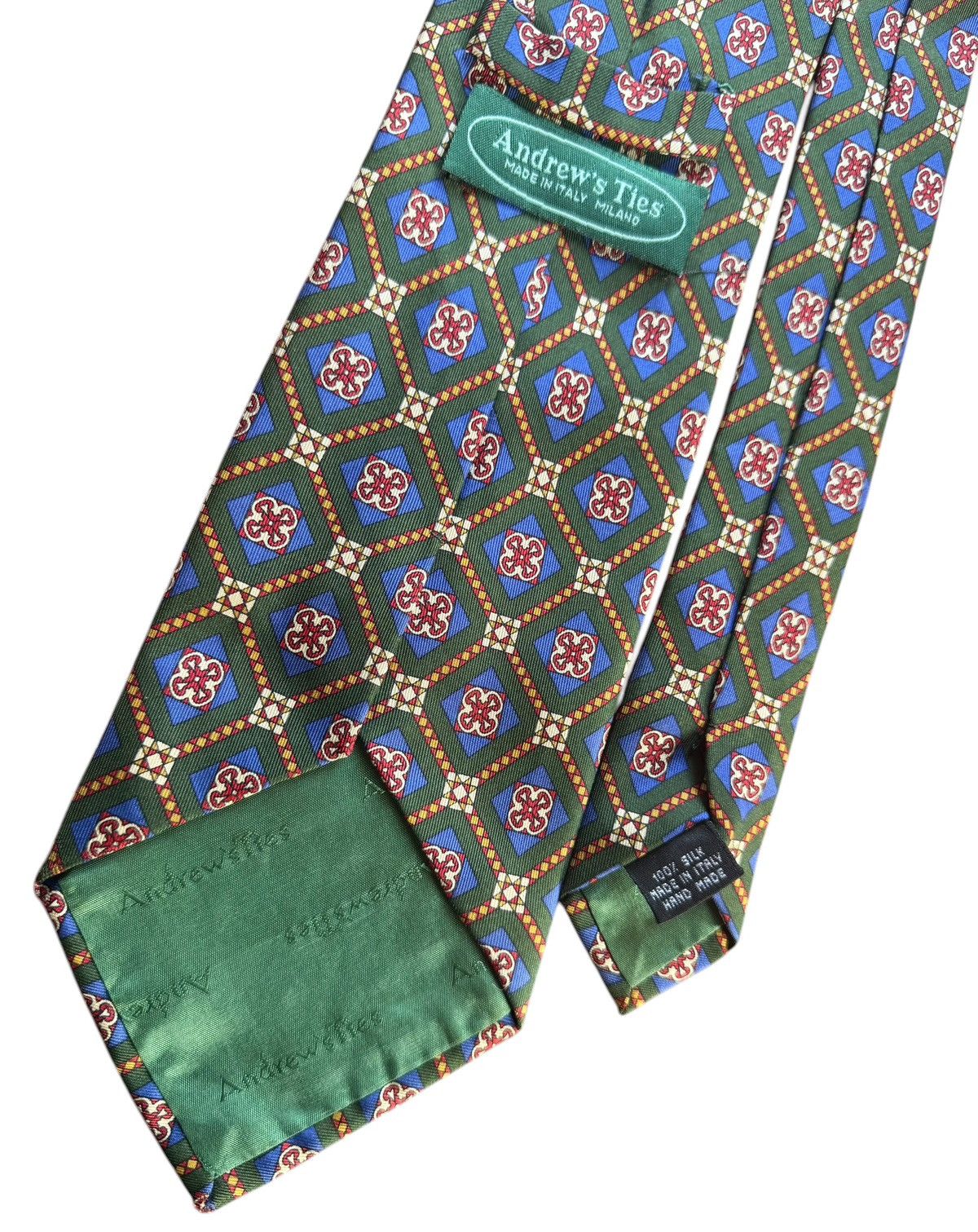 Other Andrew’s Ties Milano Vintage Green Geometric Silk Tie Size ONE SIZE - 3 Thumbnail