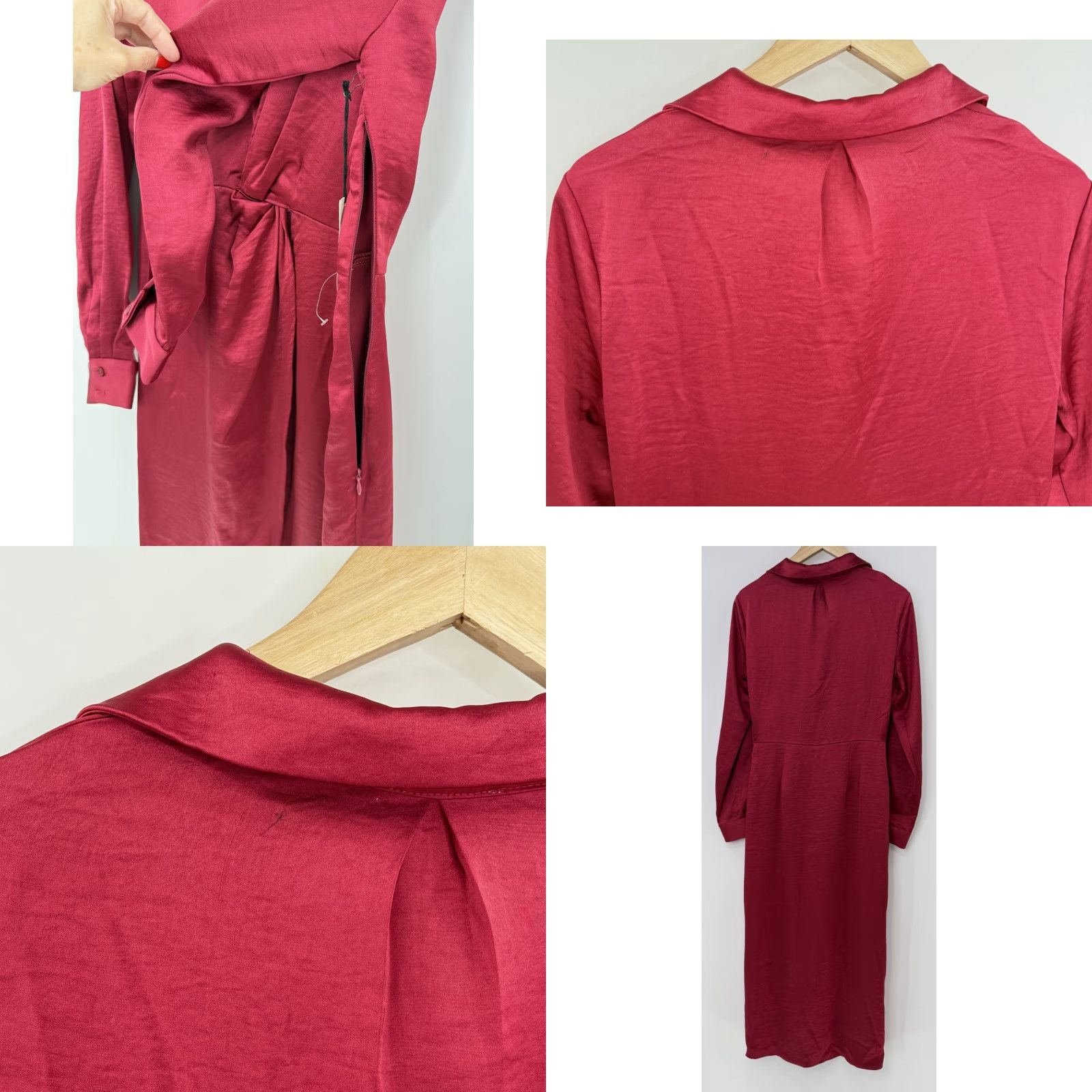 Vintage Mila Mae Dress Shirt Dress Wine Red Long Sleeve Maxi Knot Front Sz M Adults Womens Size M / US 6-8 / IT 42-44 - 8 Thumbnail