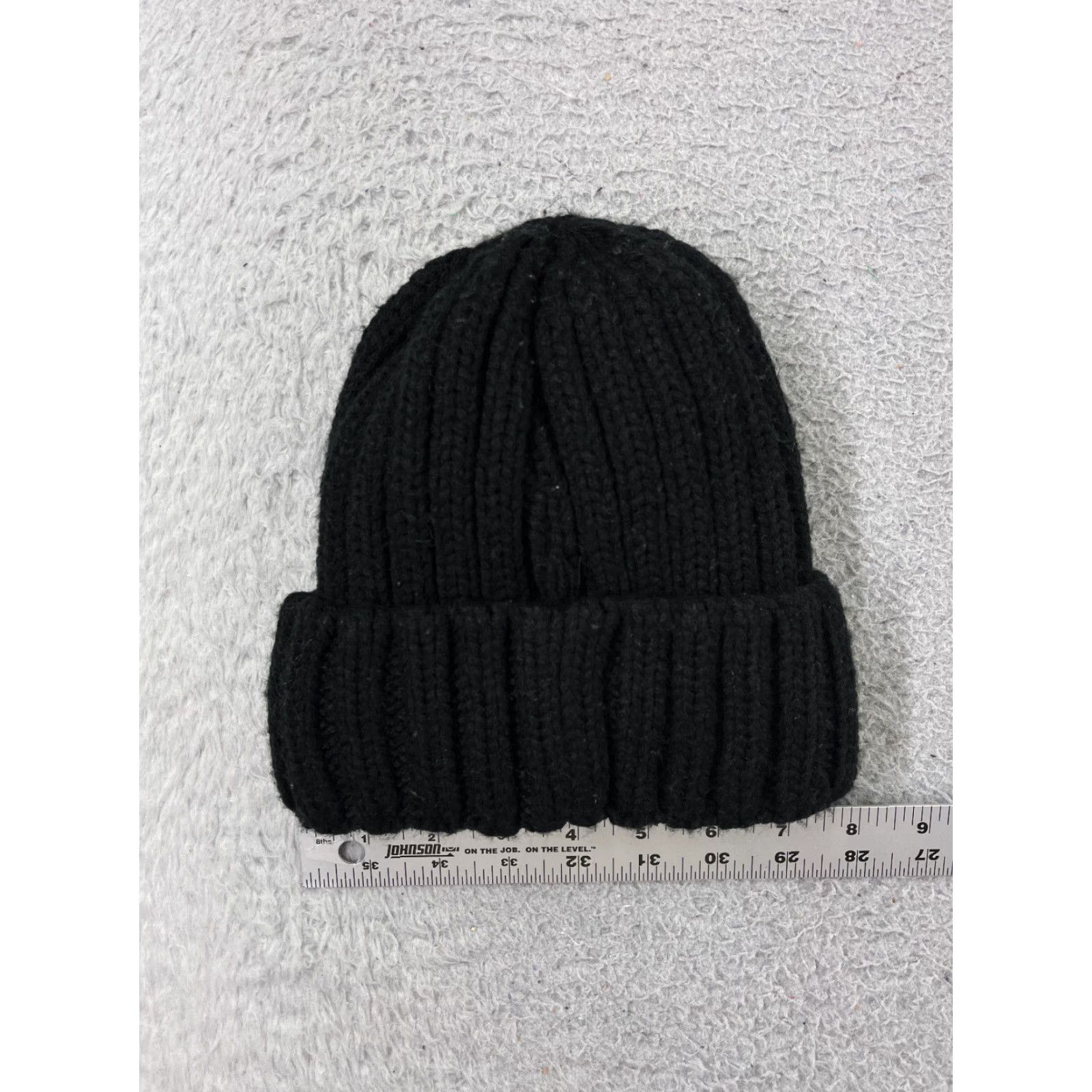 Vintage Lined Knit Beanie Hat Adult One Size Black Acrylic Winter Snow Ski Unbranded Size ONE SIZE - 2 Thumbnail