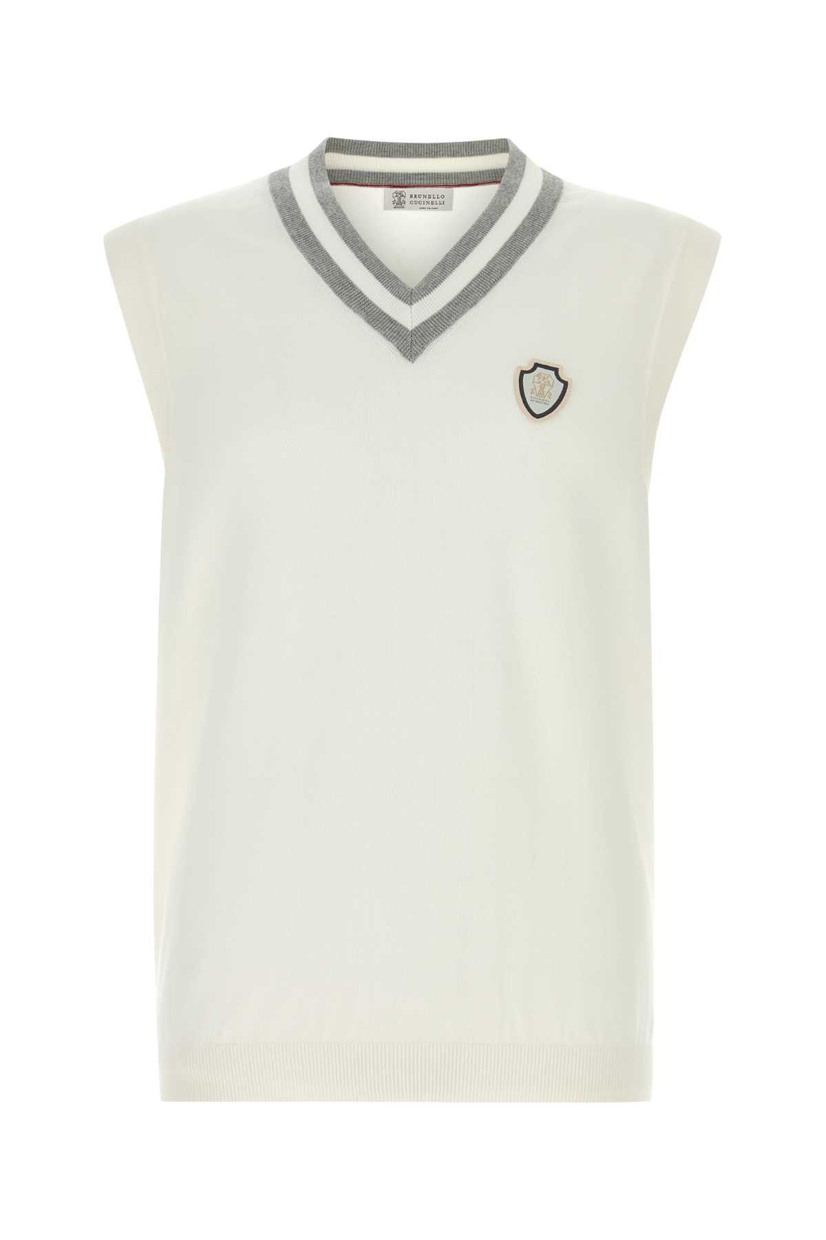 Brunello Cucinelli White Cotton Vest Size US L / EU 52-54 / 3 - 1 Thumbnail