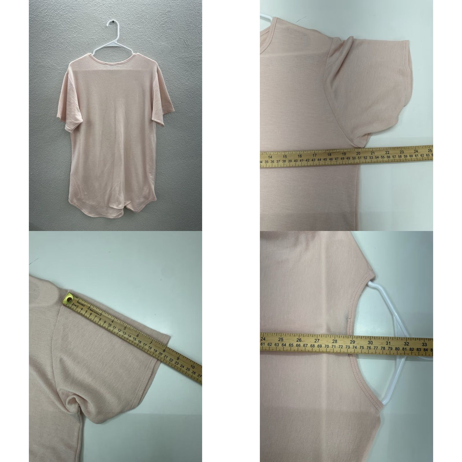 Dime Rustic Dime Shirt Pink Short Sleeve Womens Large USA Made Blouse Knit V-Neck Button Collarless Regular Sleeve Type: NA Satin? Size L / US 10 / IT 46 - 8 Thumbnail