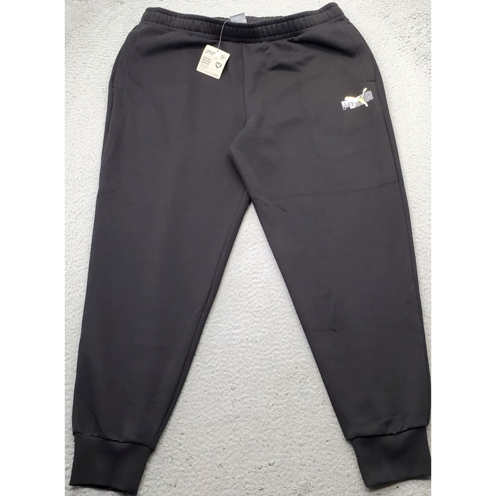 Puma PUMA Mens XXL Black Essentials Logo Lab Sweatpants Athletic Elastic Waist Tapered Sportswear Size US 39 - 2 Thumbnail