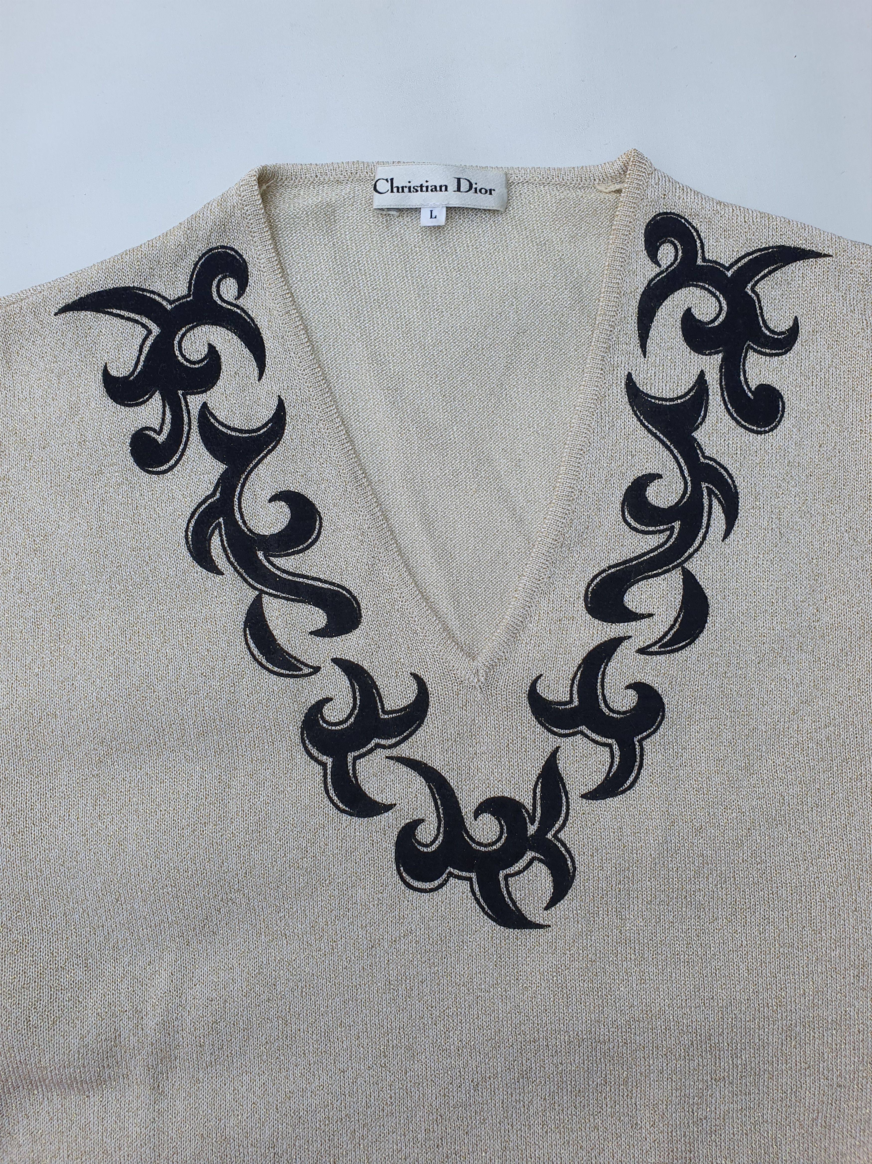 Dior Tribal Gold Glitter Knit T-shirt Size US S / EU 44-46 / 1 - 2 Thumbnail