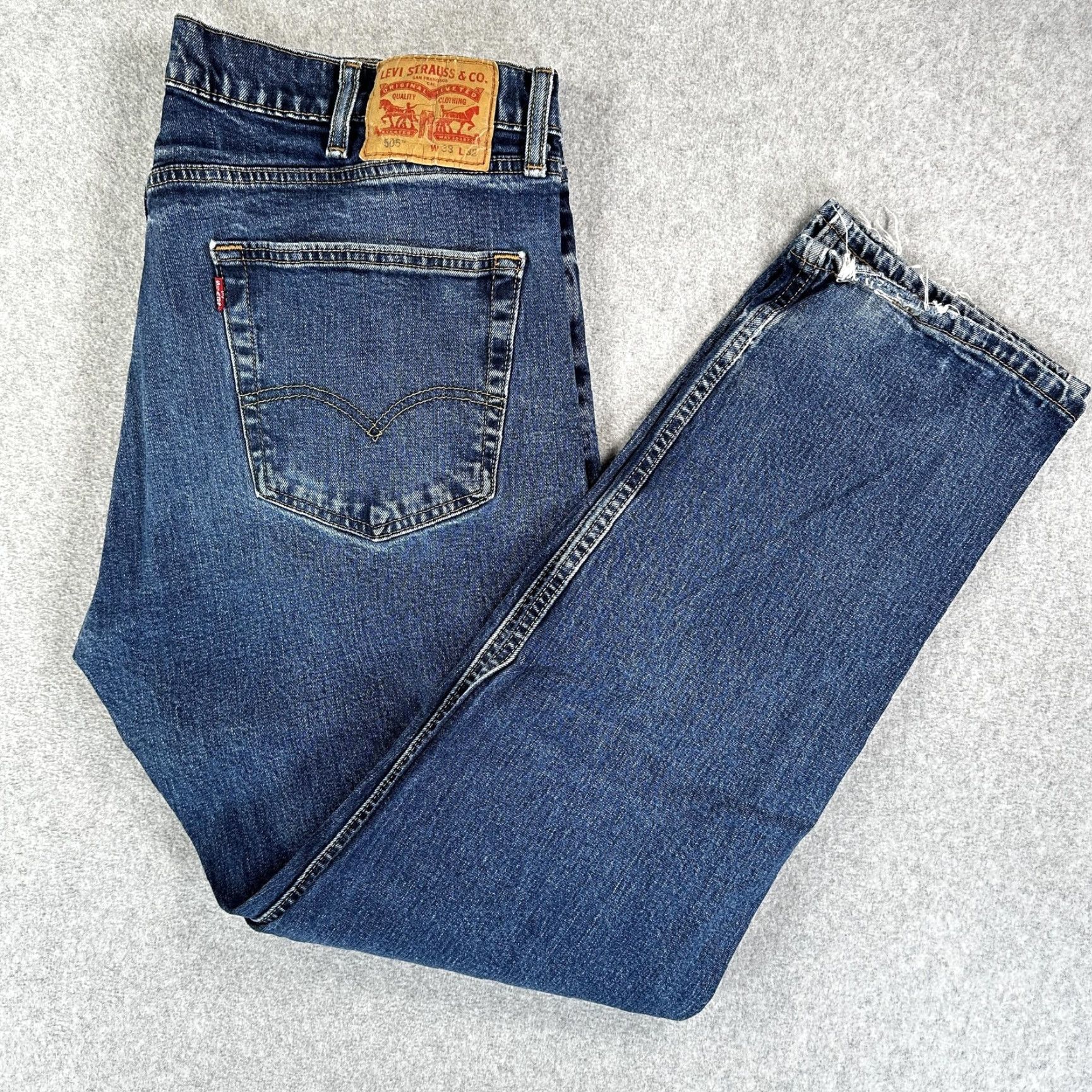Levi's Levi's 505 Jeans Mens 36x31 Blue Straight Regular Fit Medium Wash Denim Pants Size US 36 / EU 52 - 2 Thumbnail