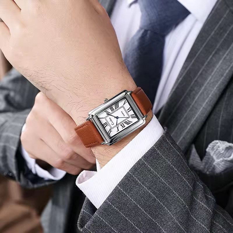 Japanese Brand Classic Roman Dial Quart Watch– Leather Strap Size ONE SIZE - 6 Thumbnail