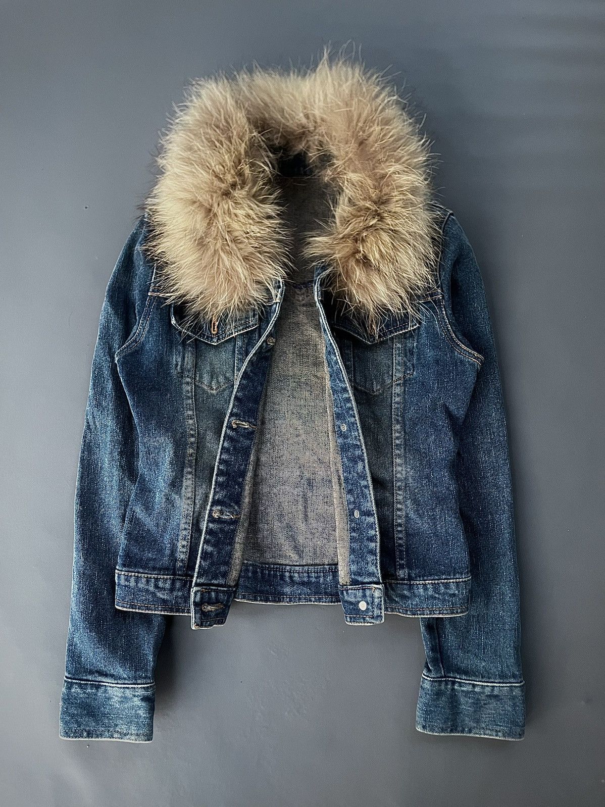 14th Addiction Japanese Mage Faux Fur Denim Jacket Lgb Ifisx Style Size US XS / EU 42 / 0 - 2 Thumbnail
