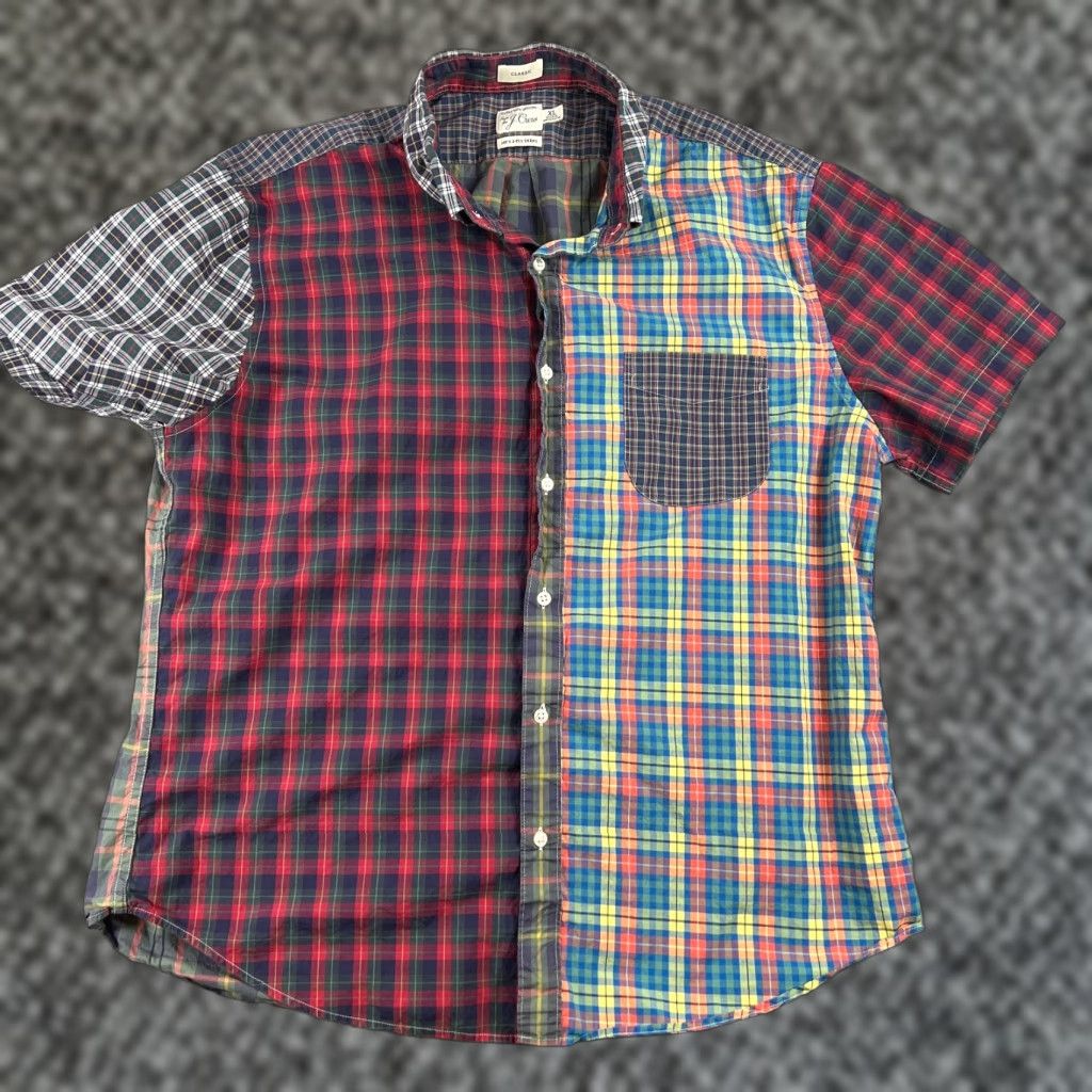 J.Crew J.CREW Button-Up Shirt XL Mens Plaid Cotton Ivy Patchwork Ivy Mix & Match Classic Wash Pocketed Short Sleeve Multi color Seasonal Classic 90s? Size US XL / EU 56 / 4 - 1 Thumbnail