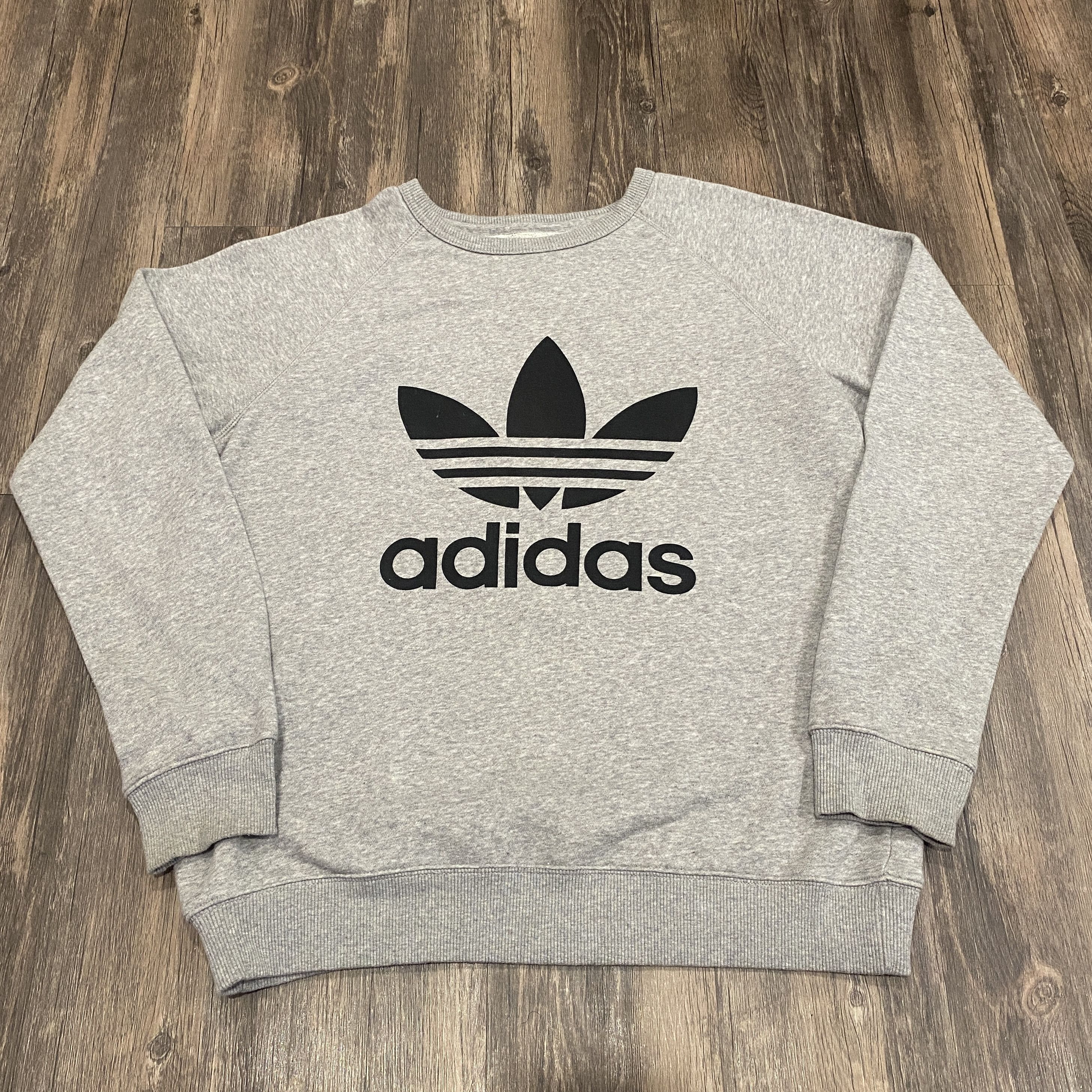 Adidas Adidas Big Logo Grey Crewneck Sweater - Size M Size US M / EU 48-50 / 2 - 1 Thumbnail