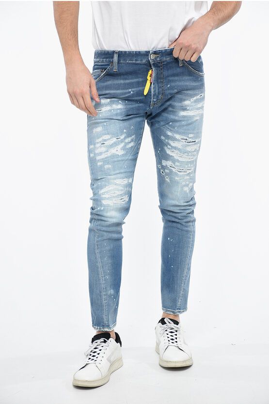 image of Dsquared2 Distressed Sexy Twist Denims With Light Wash 16Cm in Blue, Men's (Size 33)