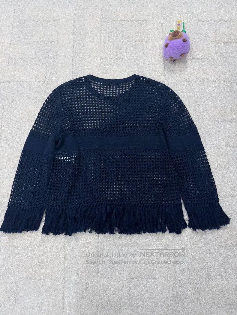 Dior Dior Dark blue hem tassel hollow slogan letter logo knitte Size XS / US 0-2 / IT 36-38 - 2 Thumbnail