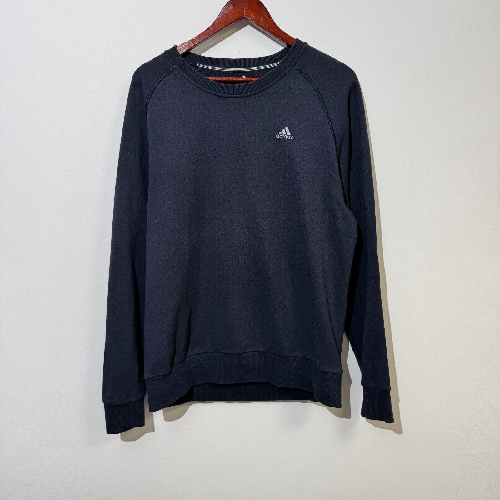 Adidas × Vintage Vintage Adidas Unisex Navy Blue Cotton Crewneck Size M Size US M / EU 48-50 / 2 - 1 Thumbnail