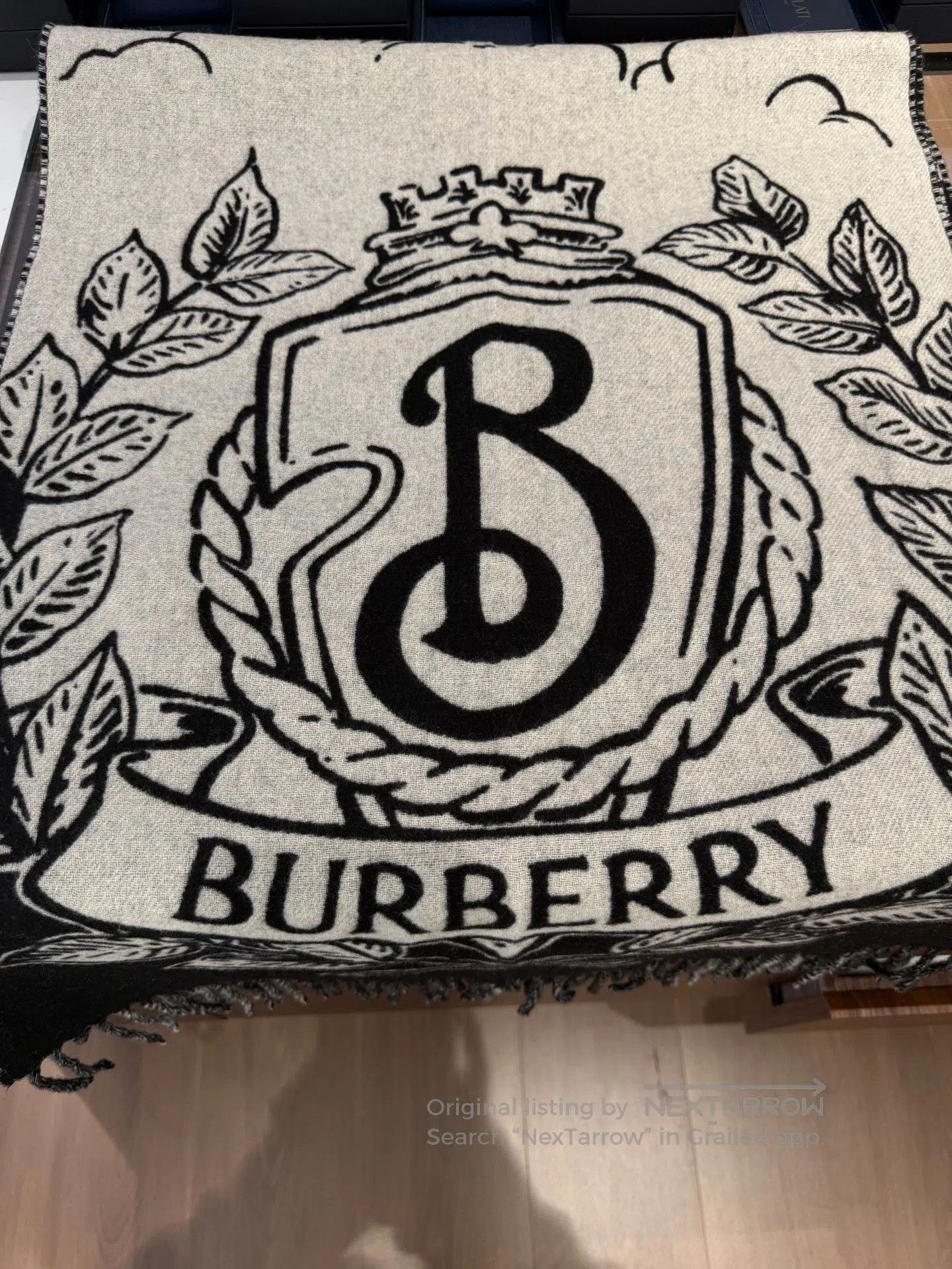 Burberry Burberry Black White Horse Cashmere Scarf. Size ONE SIZE - 2 Thumbnail