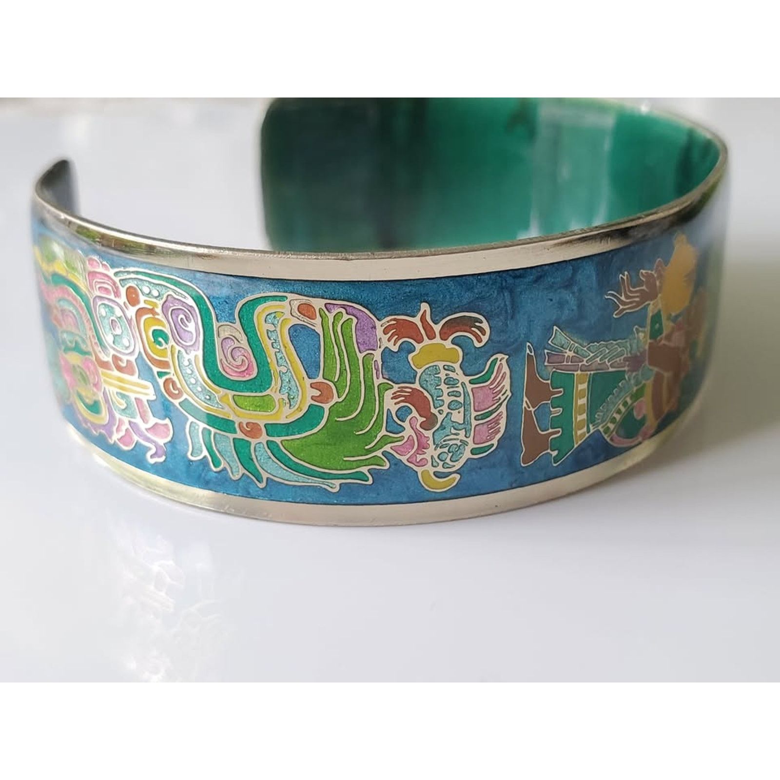Other UK Vintage Mayan Aztec Cuff Bracelet by Rodriguez Fernandez Size ONE SIZE - 4 Thumbnail
