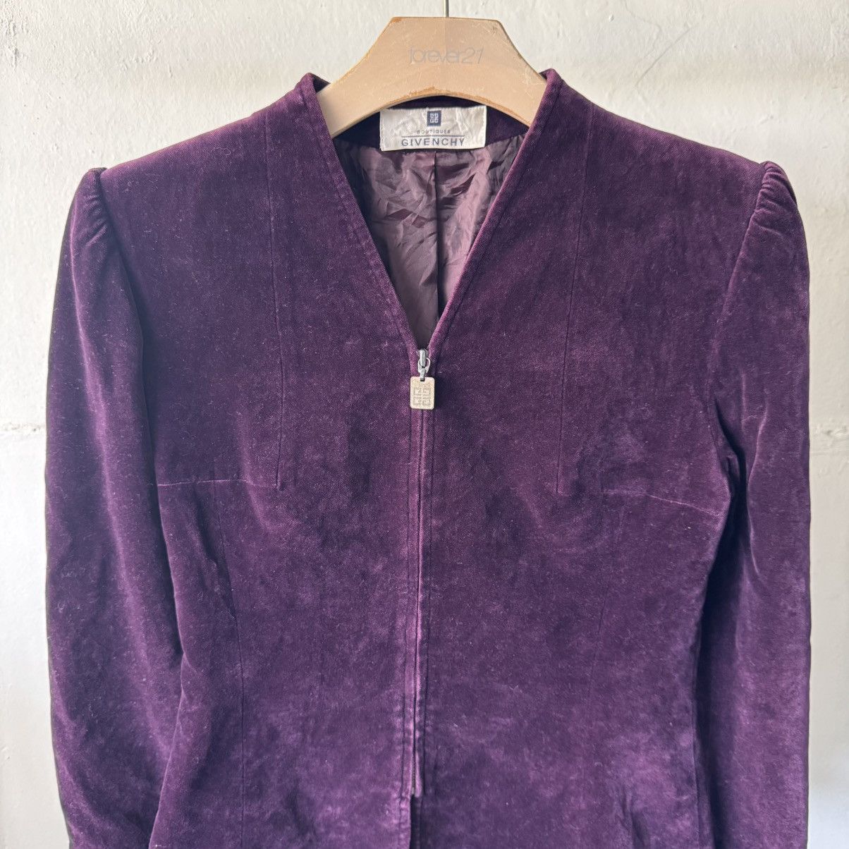 Givenchy 1990 Givenchy Boutiques Velvet Purple Zipper Coat Size S / US 4 / IT 40 - 2 Thumbnail
