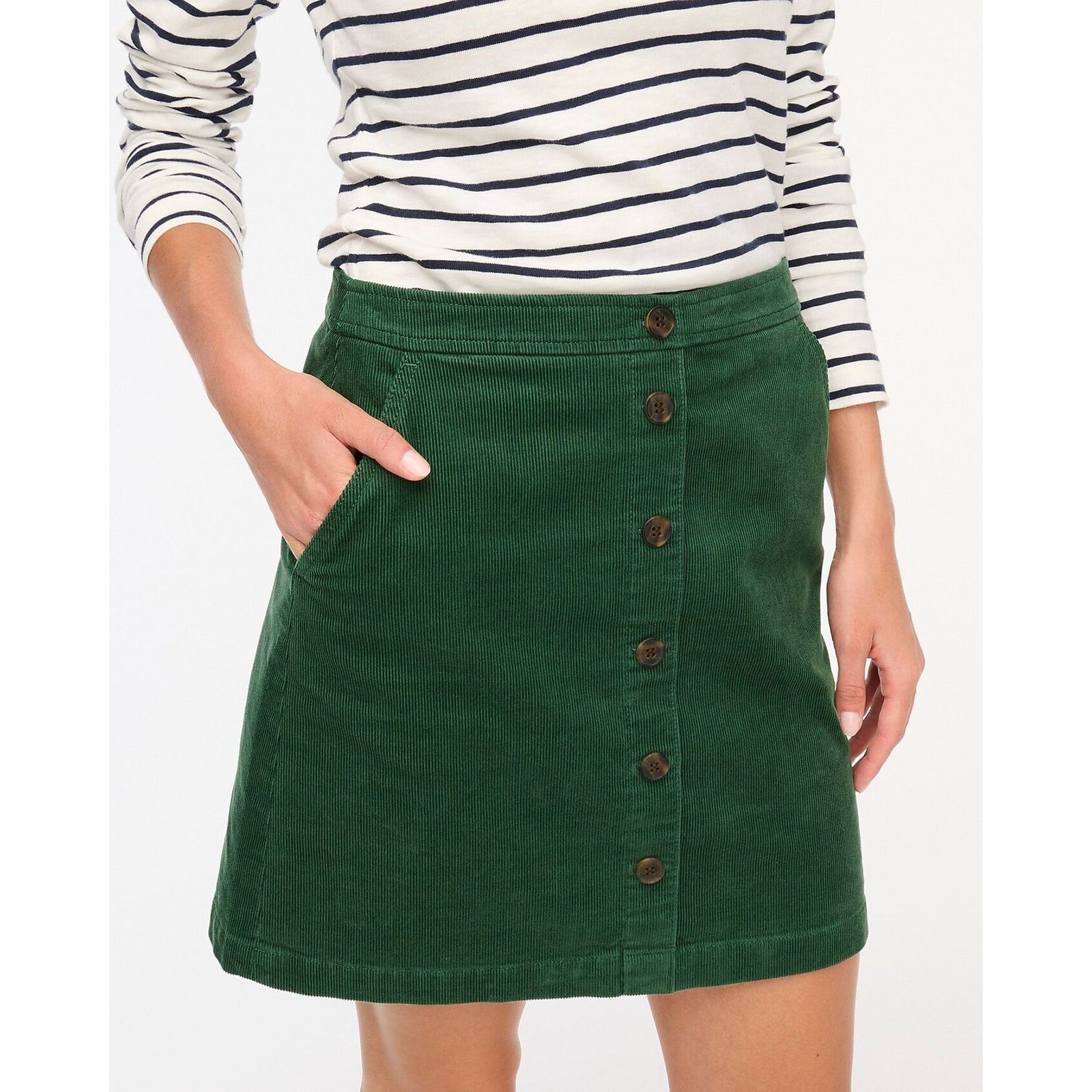 J.Crew NWT J. Crew Pine Green Corduroy Button Front Mini Skirt 4 Size 27" / US 4 / IT 40 - 1 Thumbnail